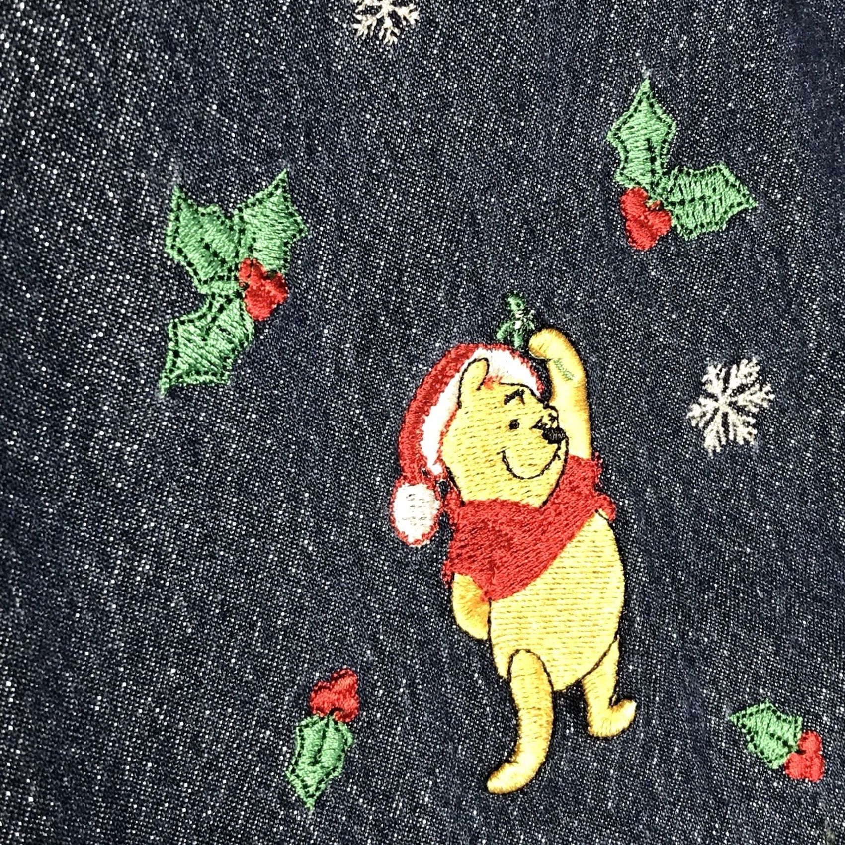 Disney VINTAGE Disney Women Denim Button-Up Shirt Embroidered Pooh Tigger Christmas Long Sleeve XL Blue Size XL / US 12-14 / IT 48-50 - 4 Thumbnail