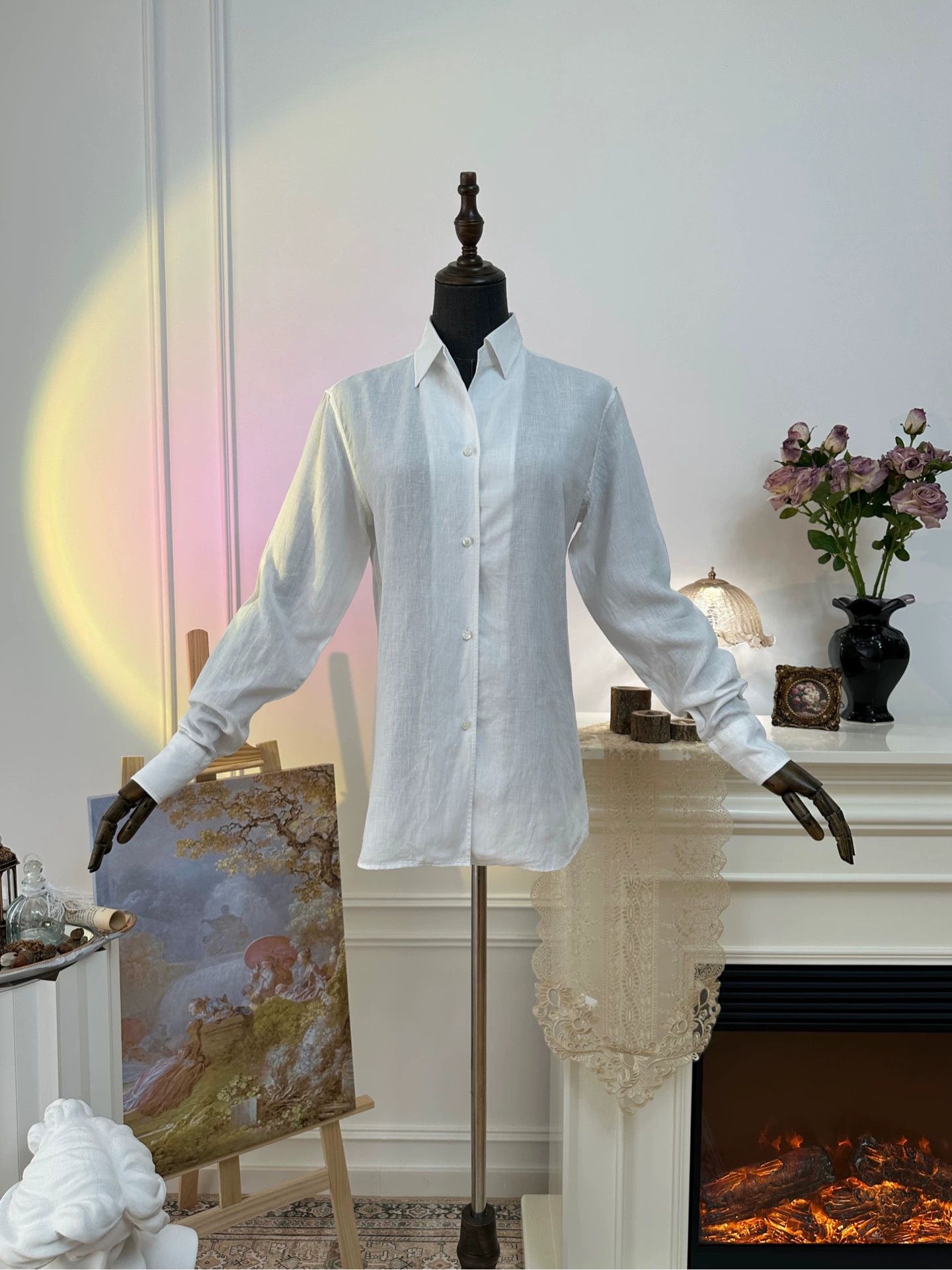 Loro Piana Loro Piana linen solid mop button white shirt 42 Size M / US 6-8 / IT 42-44 - 6 Thumbnail