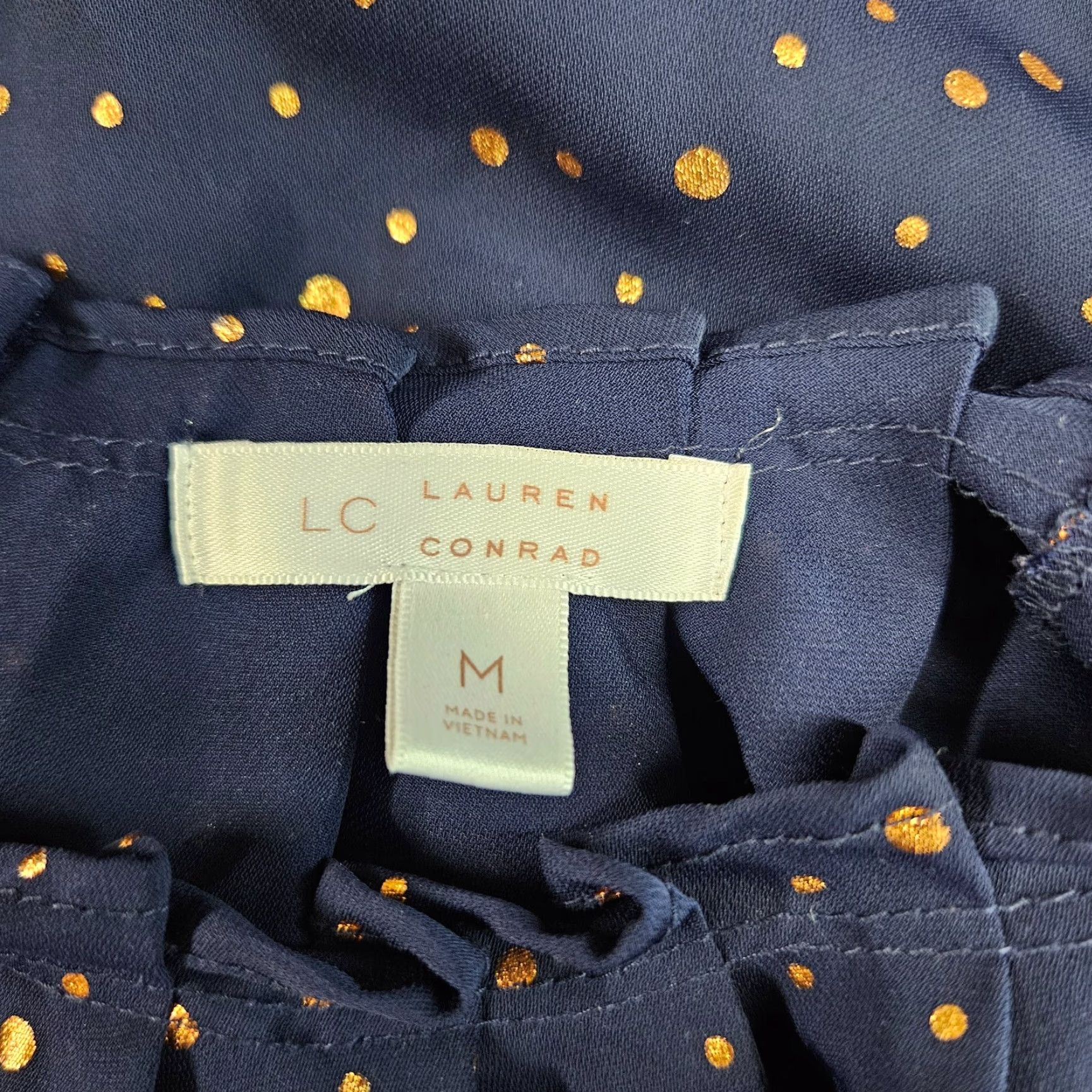 Vintage Lauren Conrad Womens Top Blouse M Blue Polka Dot Tie Back Size M / US 6-8 / IT 42-44 - 6 Thumbnail
