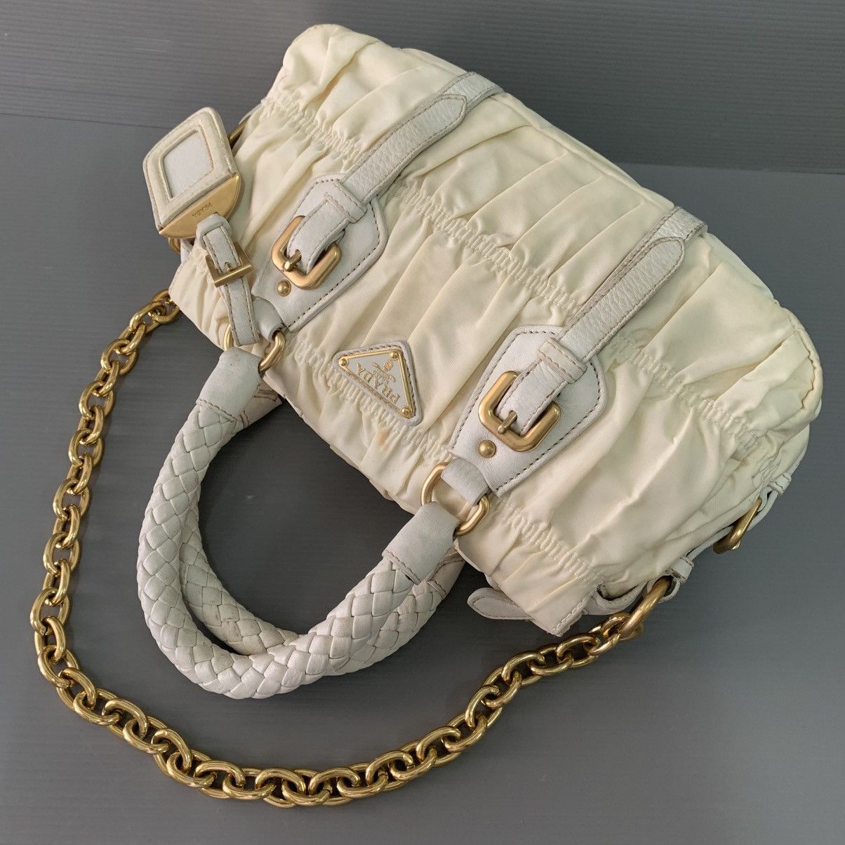 Prada Prada Nylon White Gaufre Small Handbag Size ONE SIZE - 11 Thumbnail