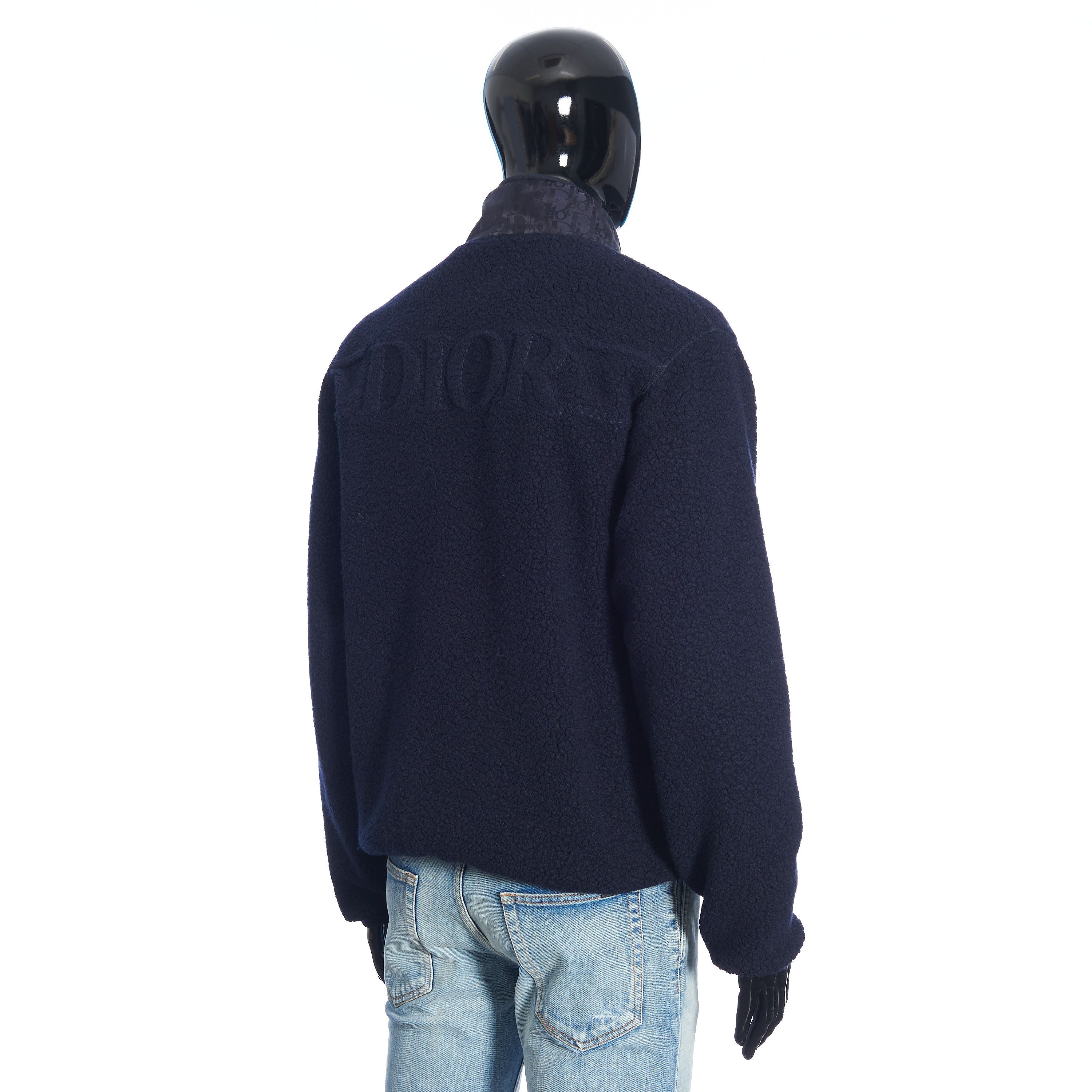 Reversible Dior Oblique Blouson In Navy Blue Wool Fleece