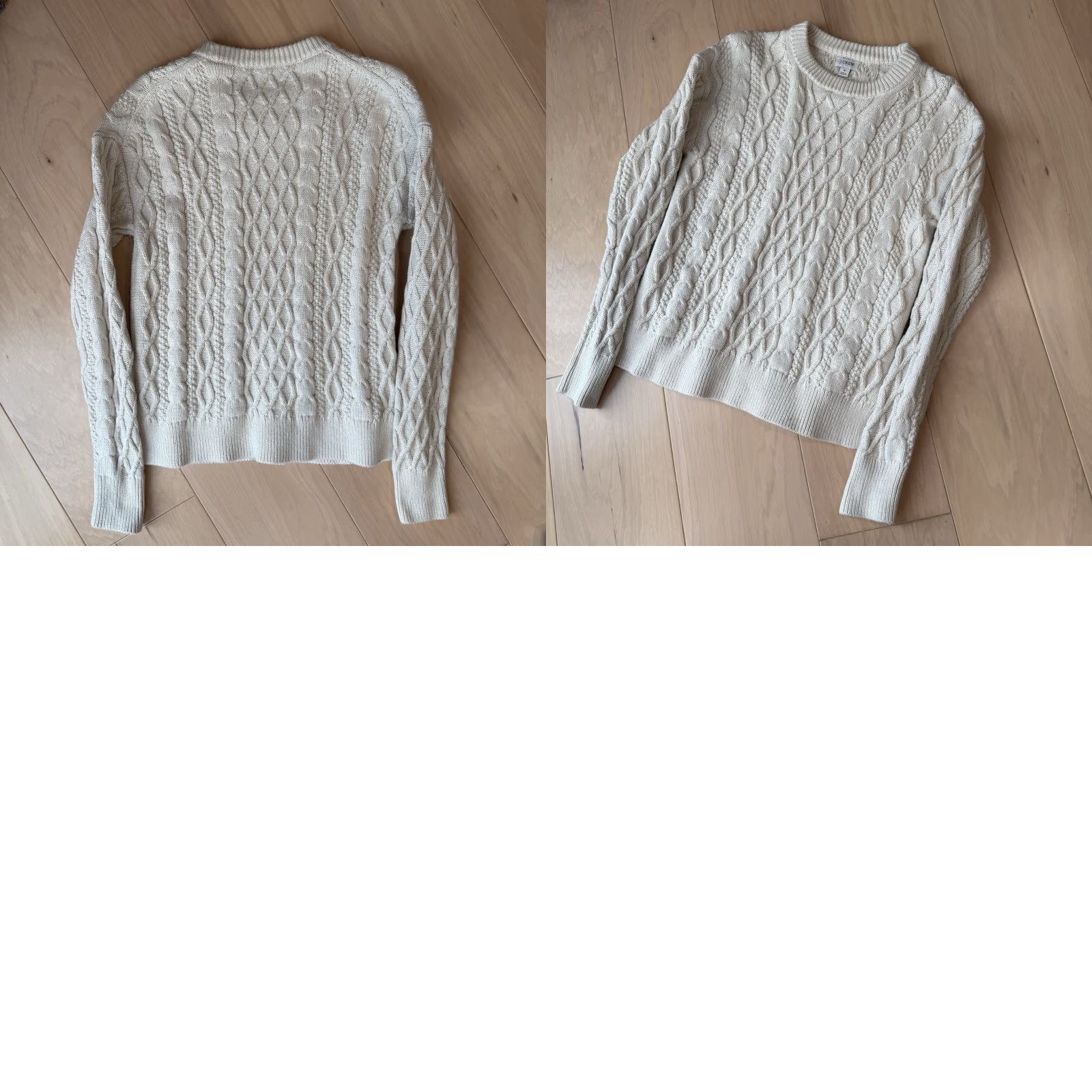 J.Crew J. Crew Fisherman Sweater Women's Small Cream Cotton Cable Knit Pullover Winter Size S / US 4 / IT 40 - 8 Thumbnail