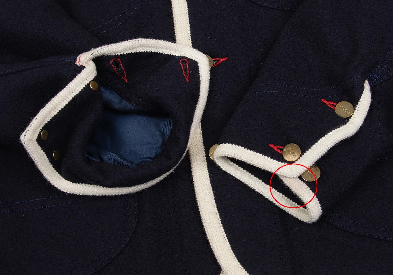 Ganryu Wool Flannel Piping Design Jacket in Navy, Size S Size US S / EU 44-46 / 1 - 8 Thumbnail