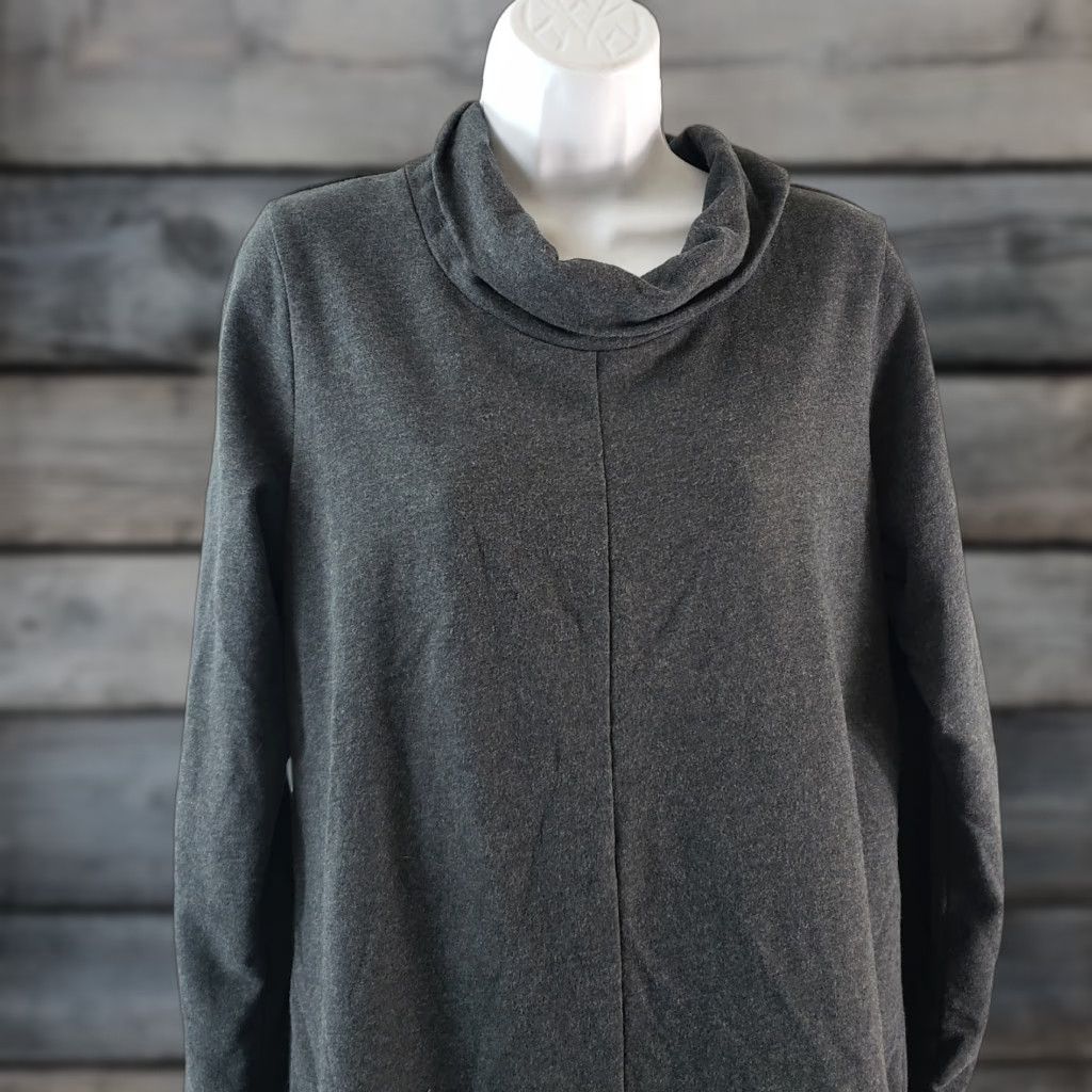 J. Jill Pure Jill Womens Tunic Top M Gray Long Sleeve Cowl Neck Cotton Blend Size M / US 6-8 / IT 42-44 - 1 Thumbnail
