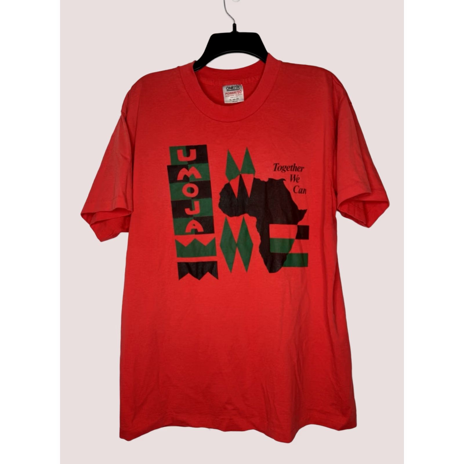Vintage VINTAGE Oneita T Shirt Mens XL Africa Art Graphic Together 