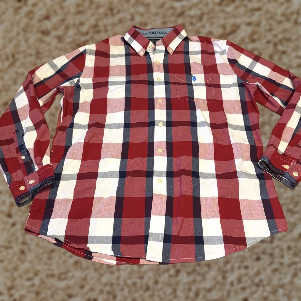 U.S. Polo Assn. U.S. Polo Assn Shirt Mens Large Red Plaid Button Down Stretch Casual Long Sleeve Size US L / EU 52-54 / 3 - 1 Thumbnail