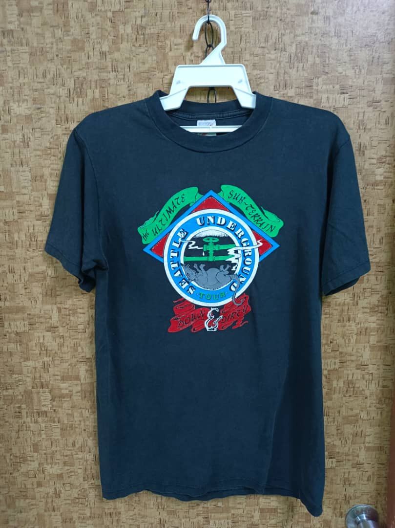 Jerzees × Vintage Vintage 90's Seattle Underground Tour Black Tee USA Size US M / EU 48-50 / 2 - 1 Thumbnail