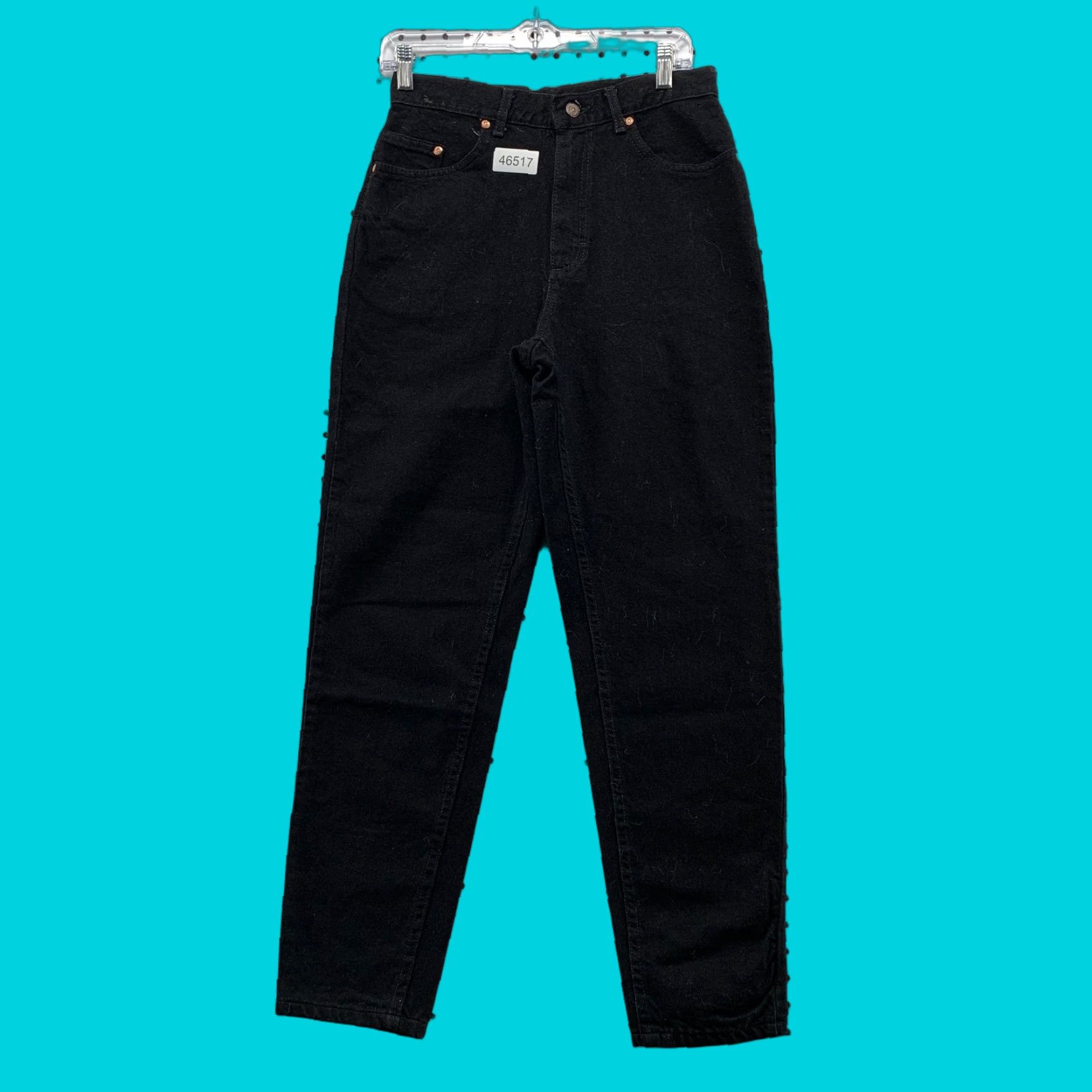Lee VINTAGE Lee Jeans Womens Juniors Size 11 Tapered 28x29 Black Denim USA Made Size 32" / US 10 / IT 46 - 1 Thumbnail