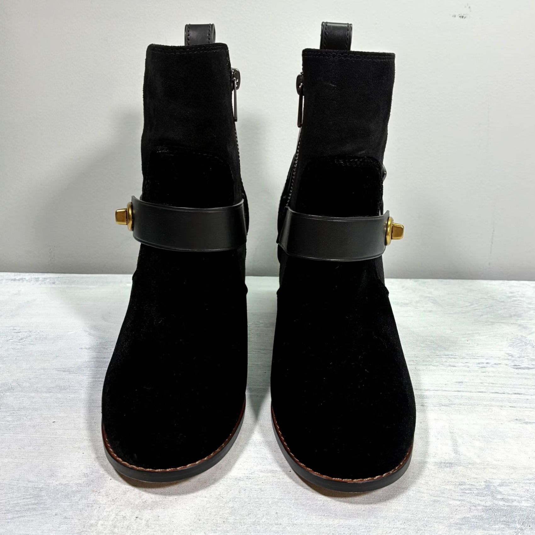 Coach Coach Black Leather Suede Women's Bootie Block Heel 5 Size US 9 / IT 39 - 2 Thumbnail