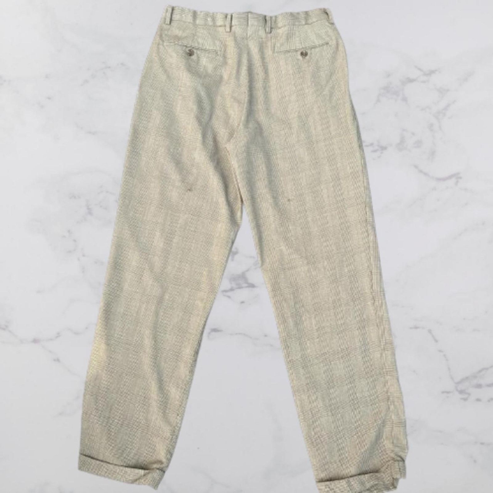 Polo Ralph Lauren VTG beige checkered trouser dress pants by Polo Ralph Lauren Size US 34 / EU 50 - 2 Thumbnail