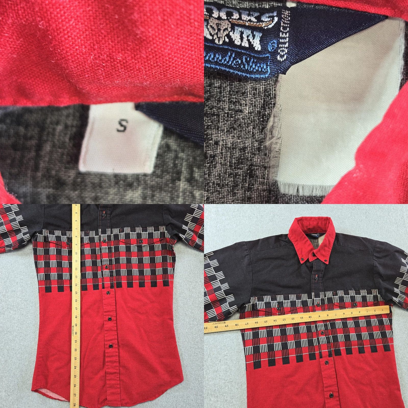 Brooks VINTAGE Brooks & Dunn Shirt Mens S Red Check Long Sleeve Button Up Regular Fit Cotton Size US S / EU 44-46 / 1 - 8 Thumbnail