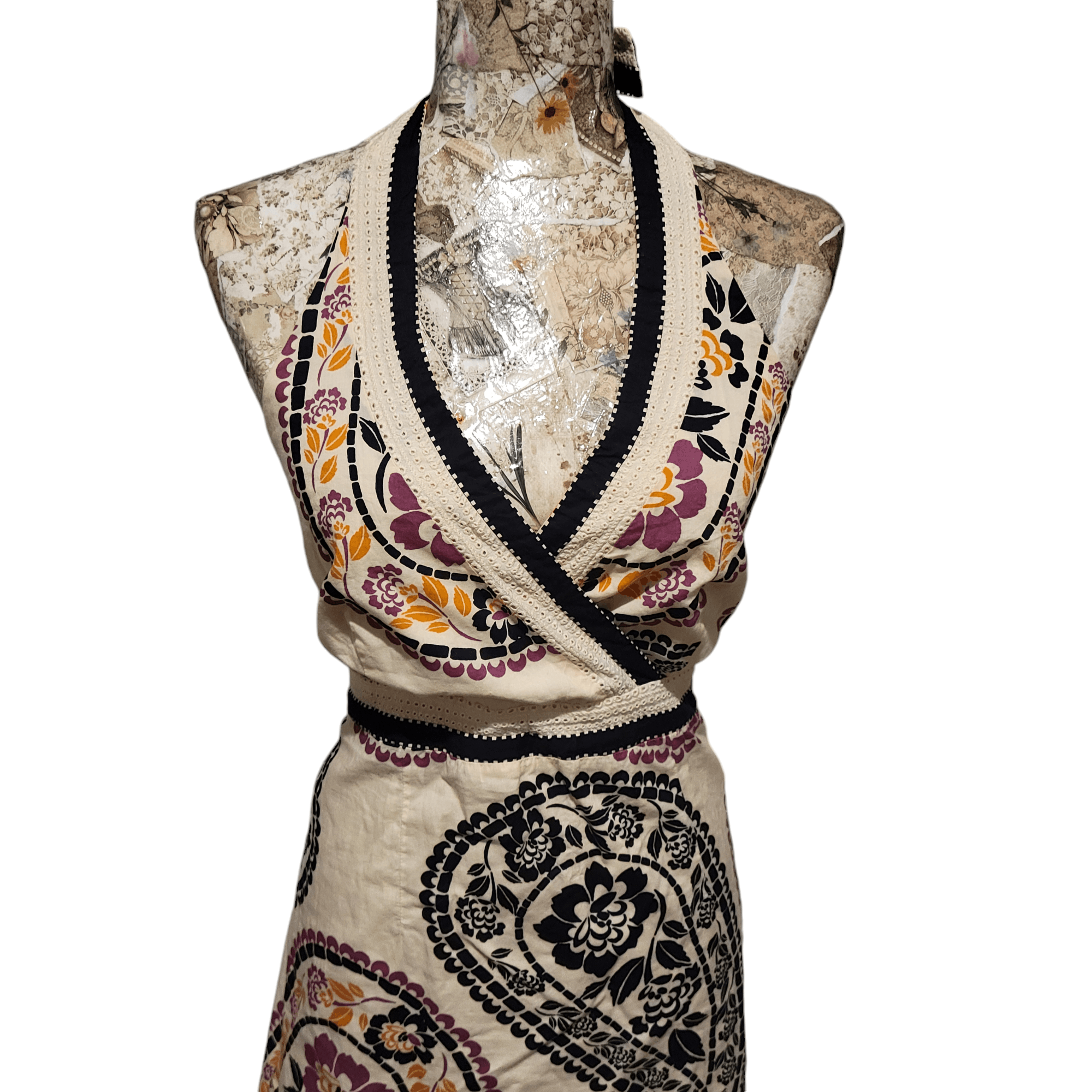 NBDN Nobrandedon Style & Co. Paisley Halter Empire Waist Tan Ombre Dress Size L / US 10 / IT 46 - 2 Thumbnail