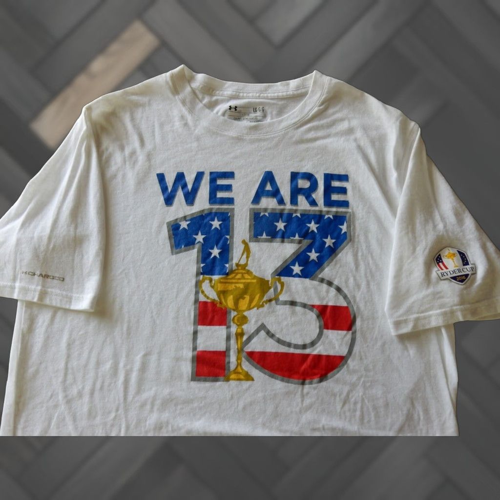 Under Armour VINTAGE Under Armour Men's T-Shirt Size Large Cotton Blend Short Sleeve White Ryder Cup Sports Shirt Size US L / EU 52-54 / 3 - 1 Thumbnail