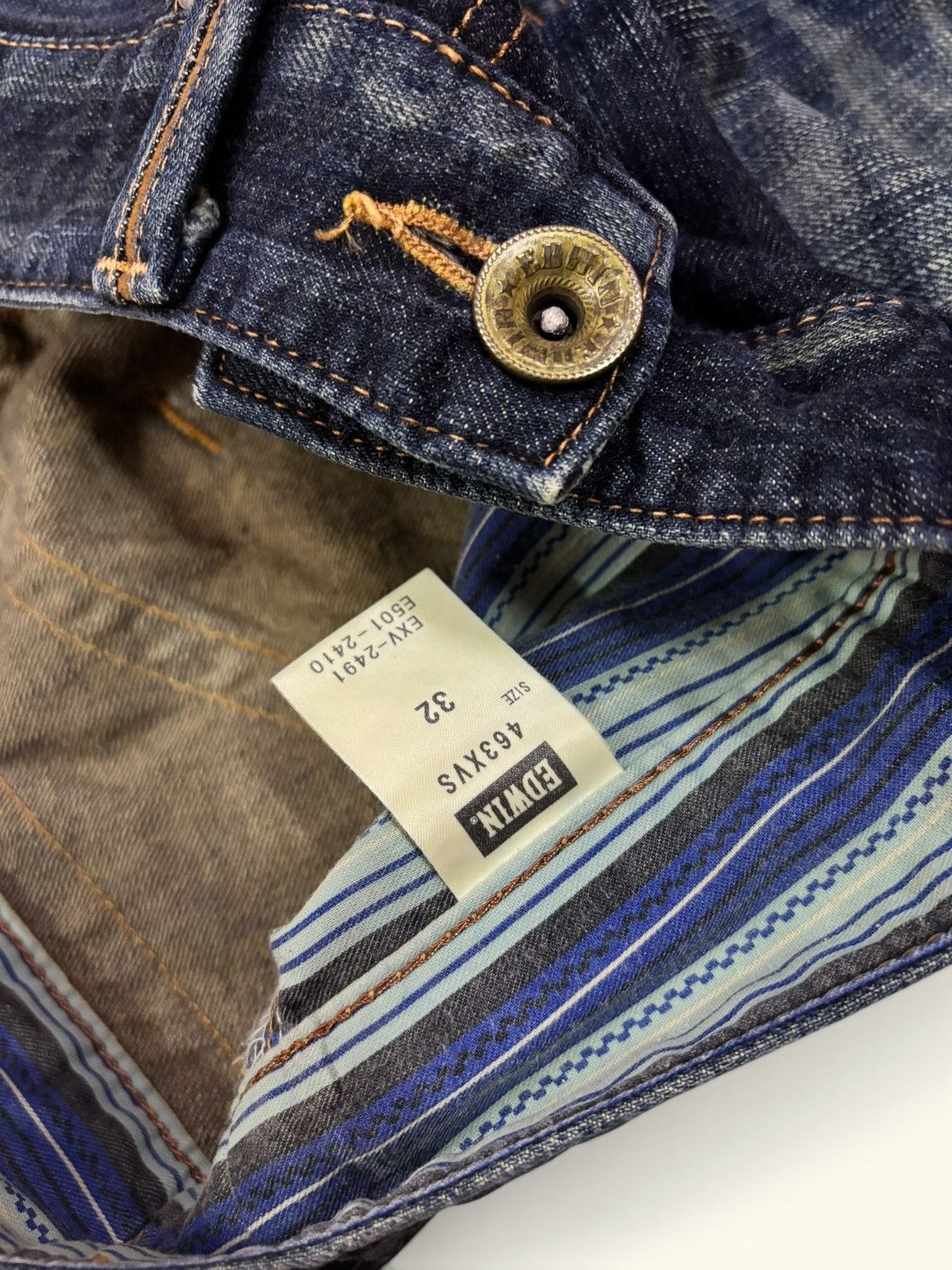 Edwin Vtg Japan Grunge Edwin XV Whisker Fade Distress Jeans Size US 33 - 8 Thumbnail