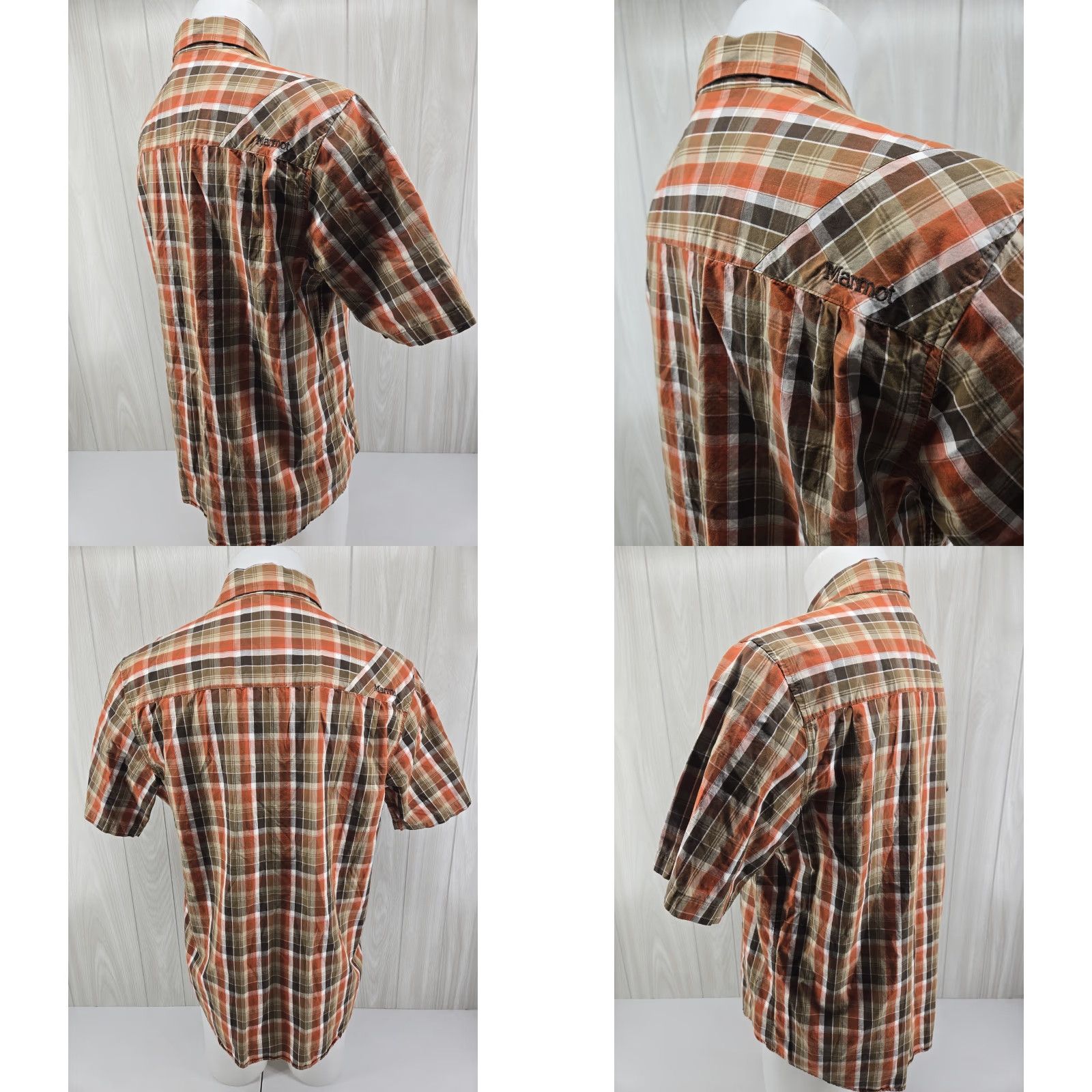 Marmot Marmot Mens Brown Orange Plaid Short Sleeve Button Up Shirt Size Large Size US L / EU 52-54 / 3 - 8 Thumbnail