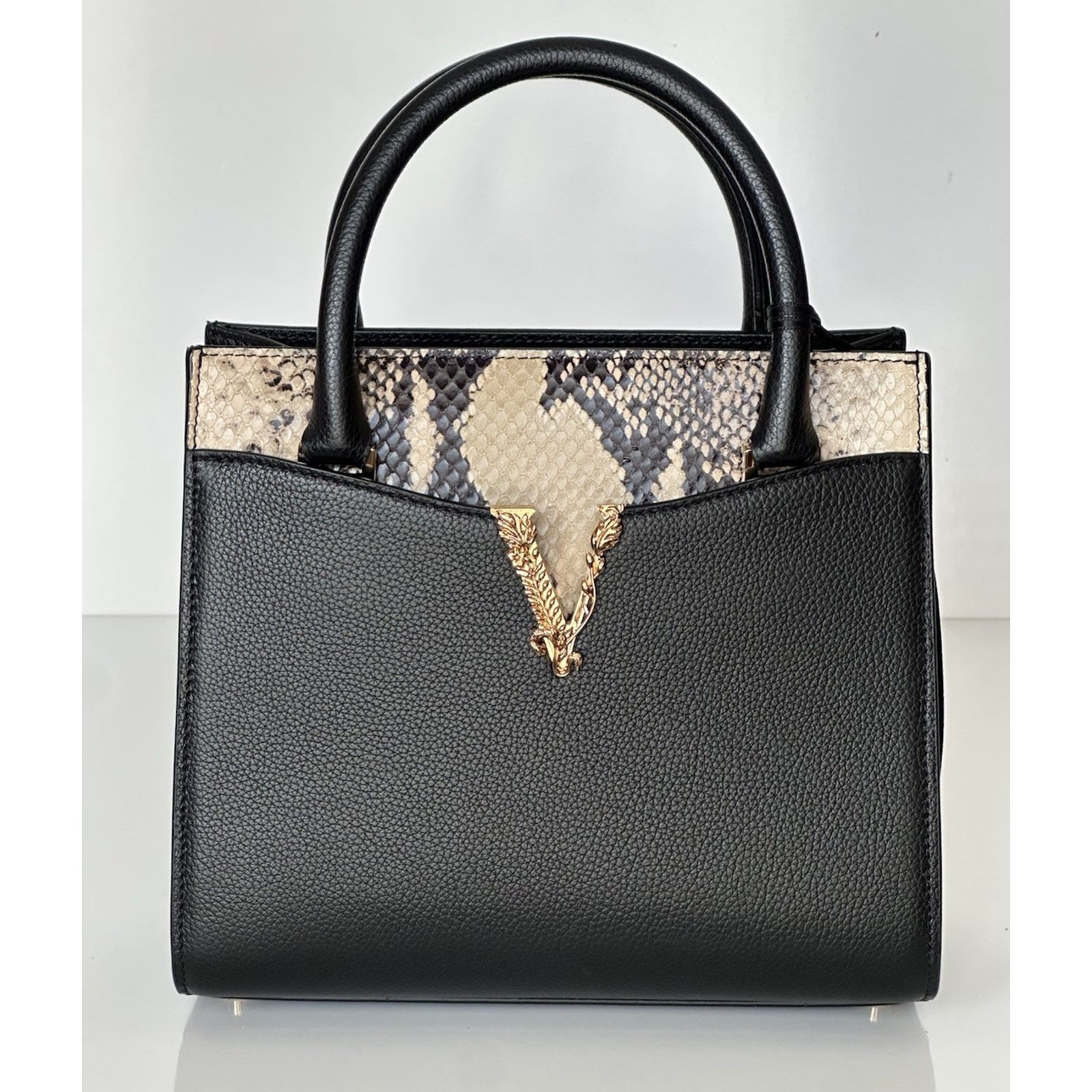 Versace Versace Virtus Calf Leather Small Black Bag 1005960 Size ONE SIZE - 2 Thumbnail