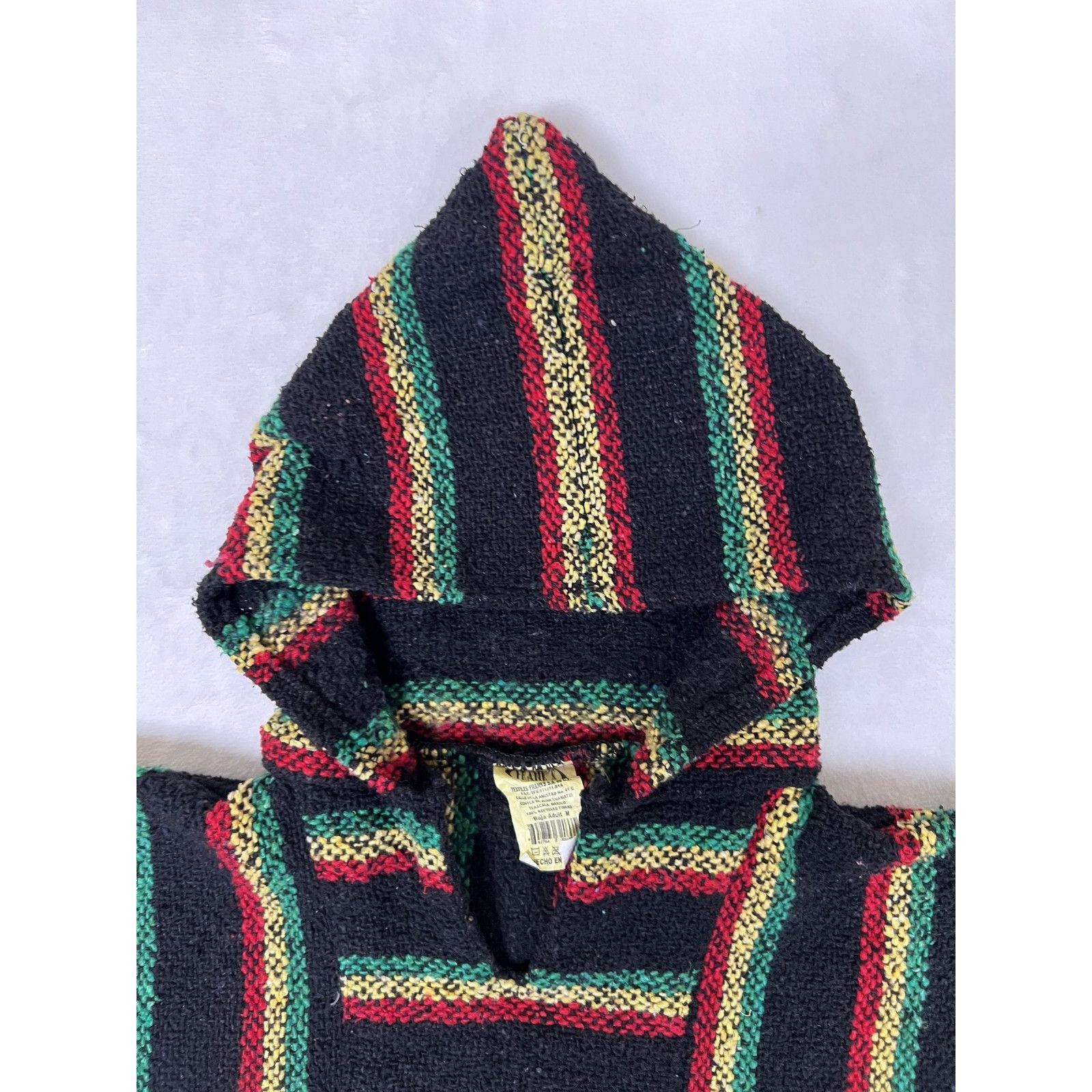 Other VTG Frank's Baja Hoodie Mens Medium Black Rasta Mexican Ponc Size US M / EU 48-50 / 2 - 4 Thumbnail
