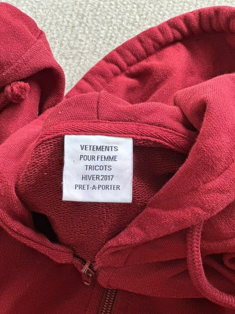 Vetements Vetements 18AW Burgundy Zip-Up Hoodie Size US M / EU 48-50 / 2 - 6 Thumbnail