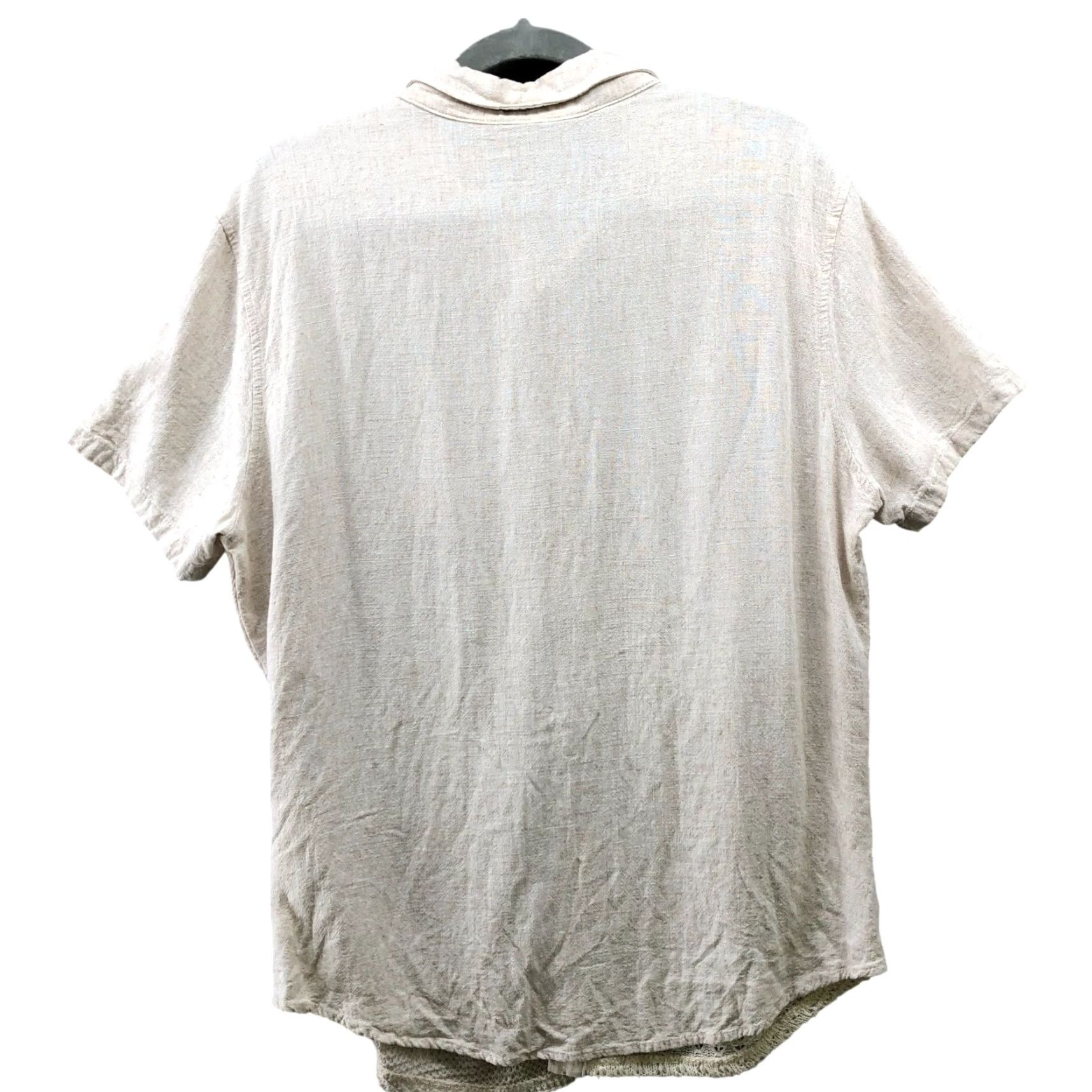Vintage Manfinity Linen Blend Shirt Mens L Beige Short Sleeve Knit Front Resort Vacation Shirt Size US L / EU 52-54 / 3 - 2 Thumbnail
