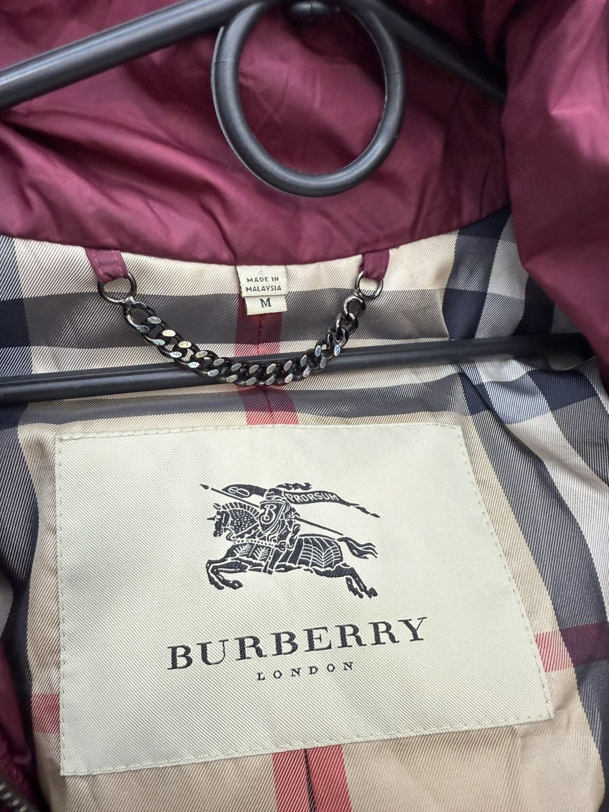 Burberry × Designer Burberry Navy Red Nylon Zip Hooded Coat Jacket Size M / US 6-8 / IT 42-44 - 8 Thumbnail