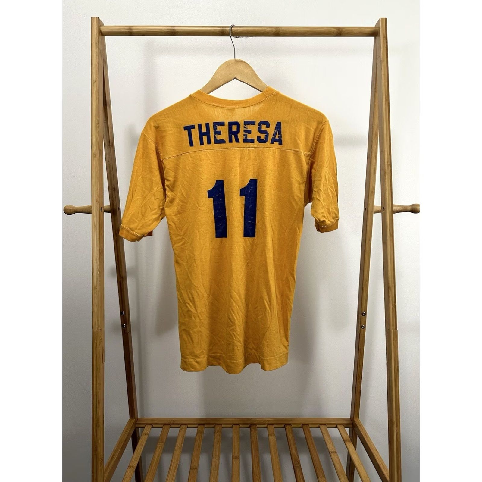 Vintage VTG 70s Sorority Greek Life Theresa Paper Thin Football Jersey T-Shirt M USA Size US M / EU 48-50 / 2 - 2 Thumbnail