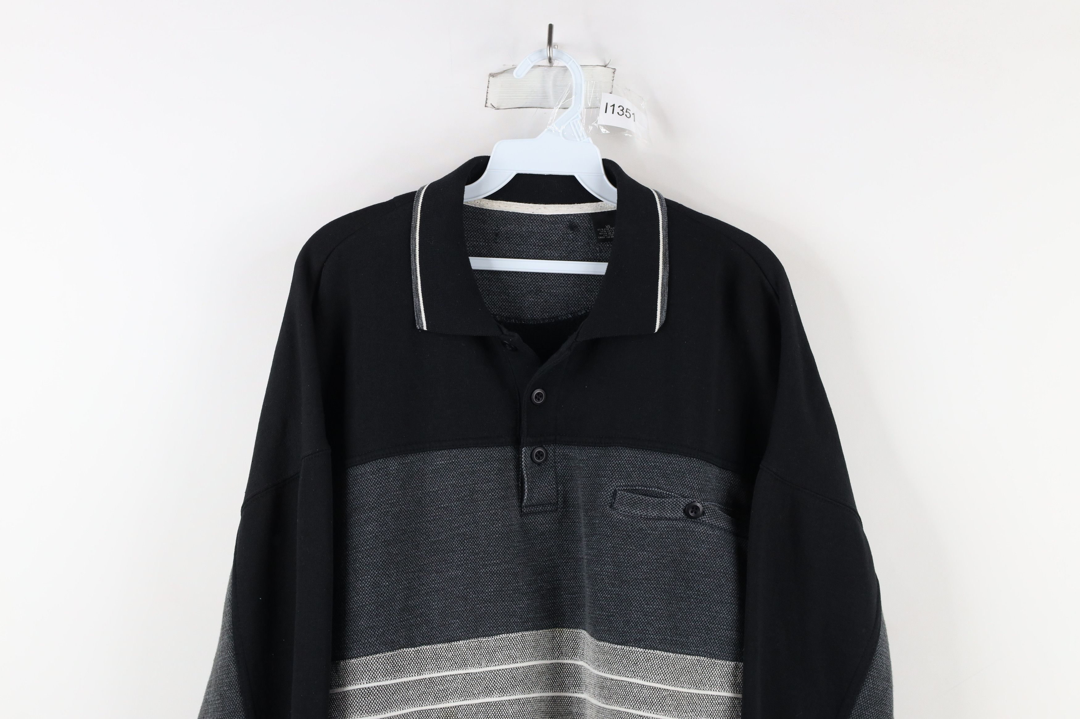 Vintage Vintage 90s Streetwear Block Collared Pullover Sweatshirt Size US XL / EU 56 / 4 - 2 Thumbnail