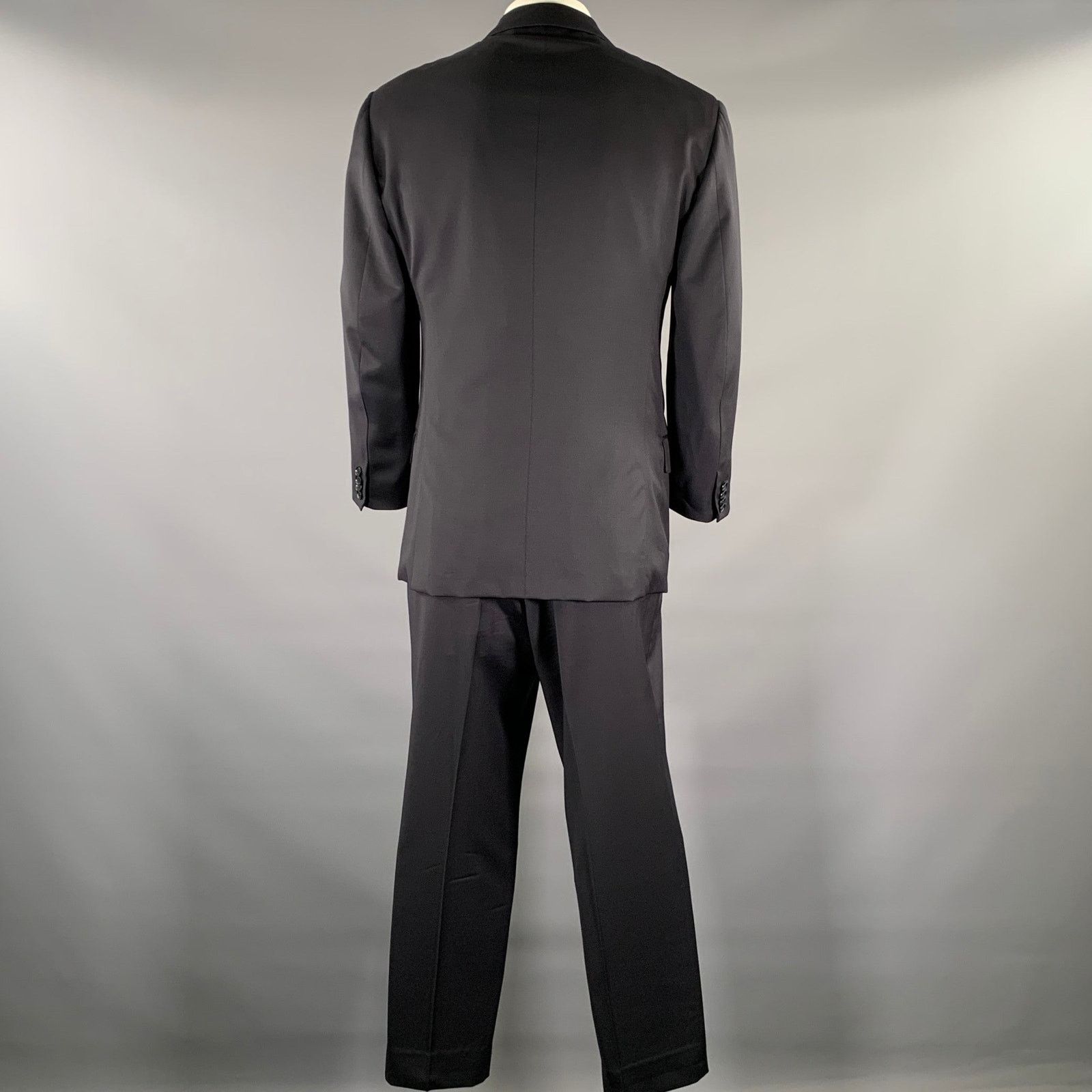 Isaia ISAIA Chest Size 42 Black Wool Notch Lapel Suit Size 42R - 3 Thumbnail