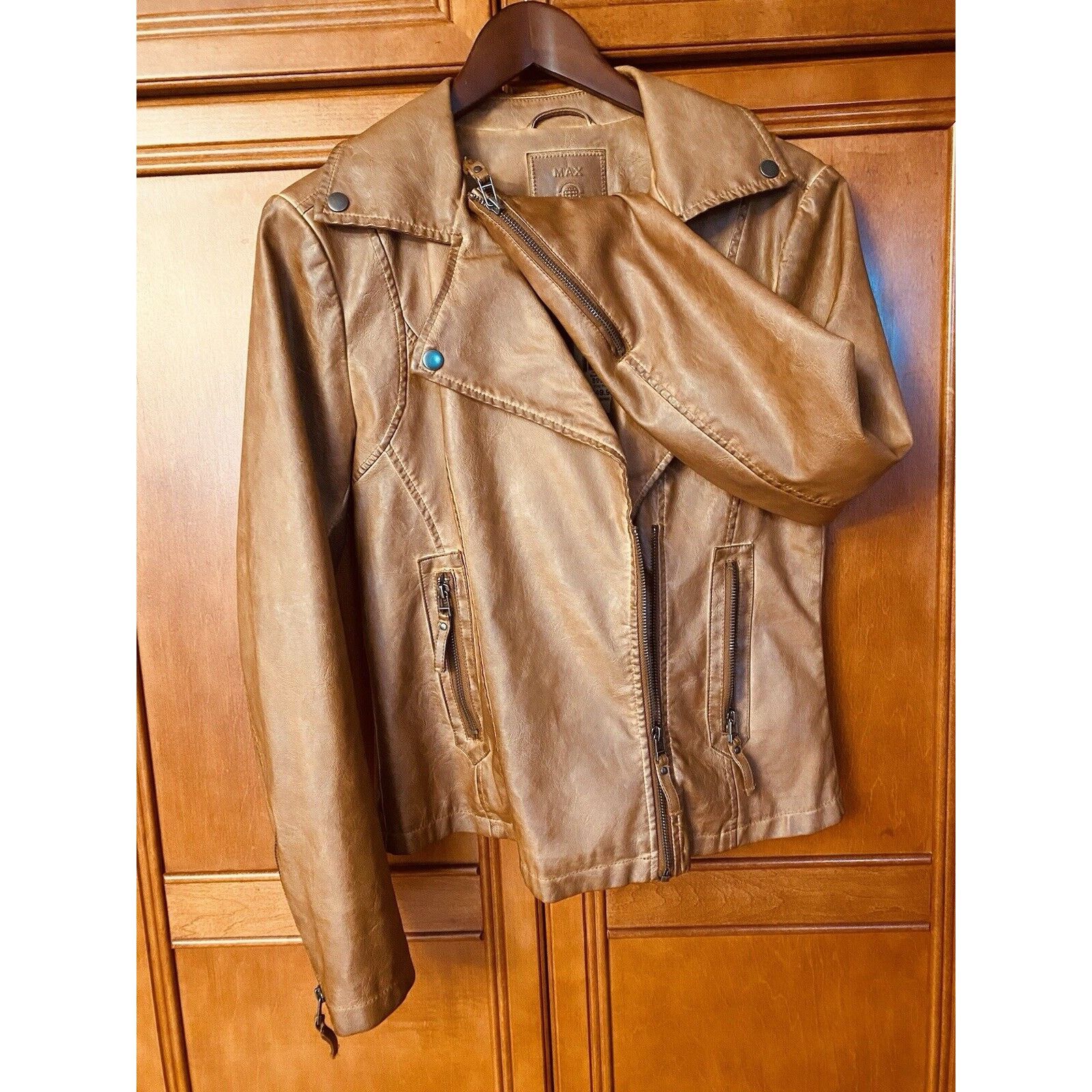 Other Max Studio Cognac Brn Faux Leather Moto Jkt Asymmetrical med Size M / US 6-8 / IT 42-44 - 4 Thumbnail