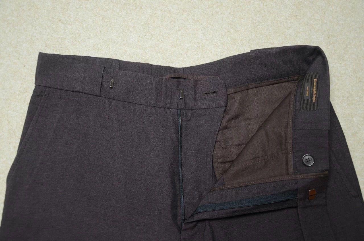 Ermenegildo Zegna Zegna XXX 100% Silk Dark Brown Trousers 48 Size 48S - 5 Thumbnail