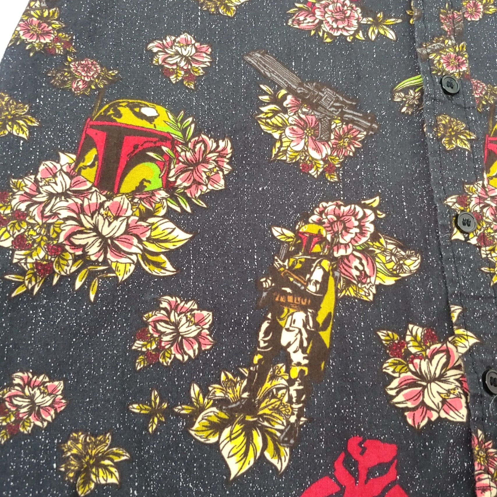 Star Wars Star Wars Boba Fett Shirt Men S Black Floral Galaxy Short Sleeve Button-Up Tropical Film Theme Size US S / EU 44-46 / 1 - 6 Thumbnail