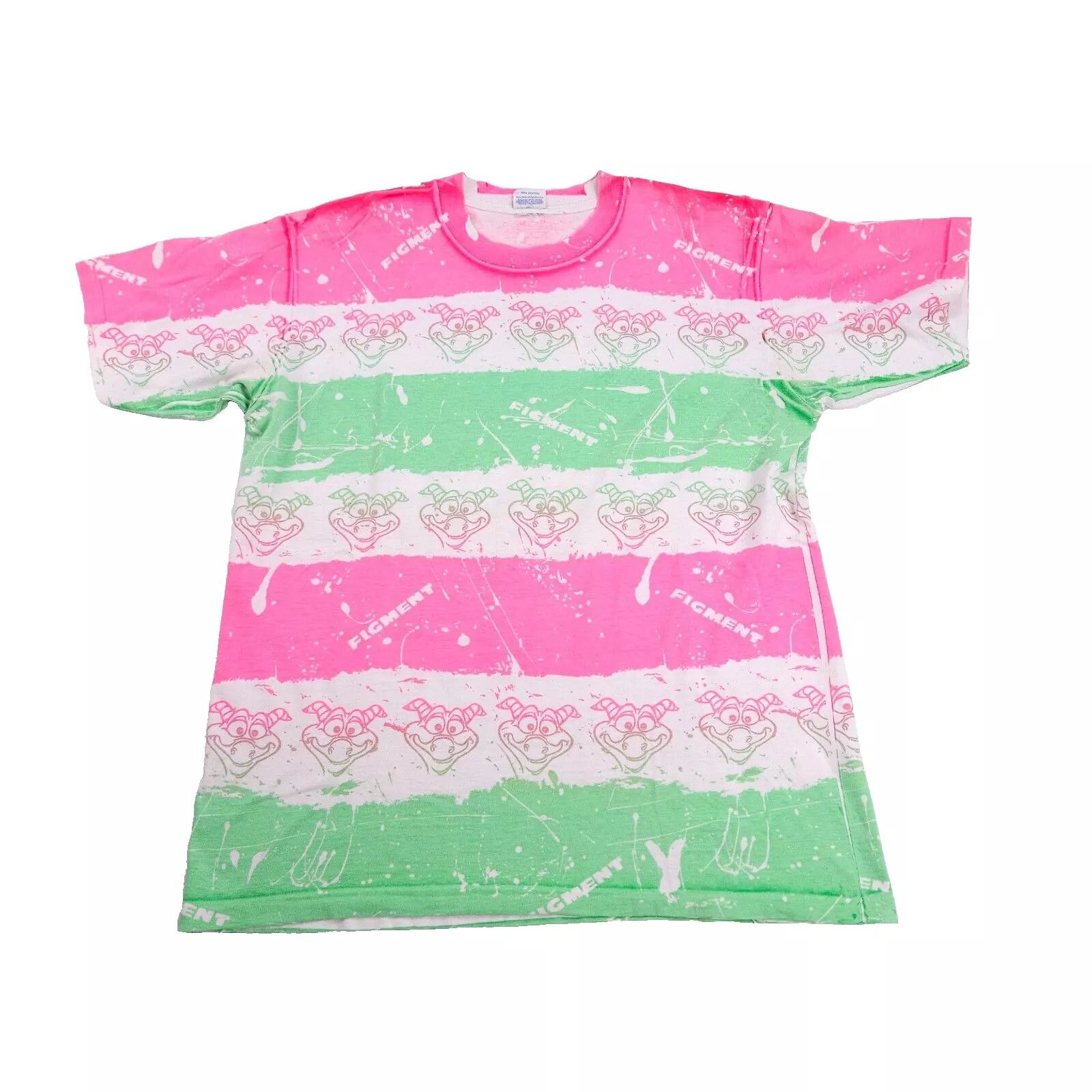 Disney Vintage 80s Disney Figment AOP T Shirt Dragon Neon L/XL Size US L / EU 52-54 / 3 - 1 Thumbnail