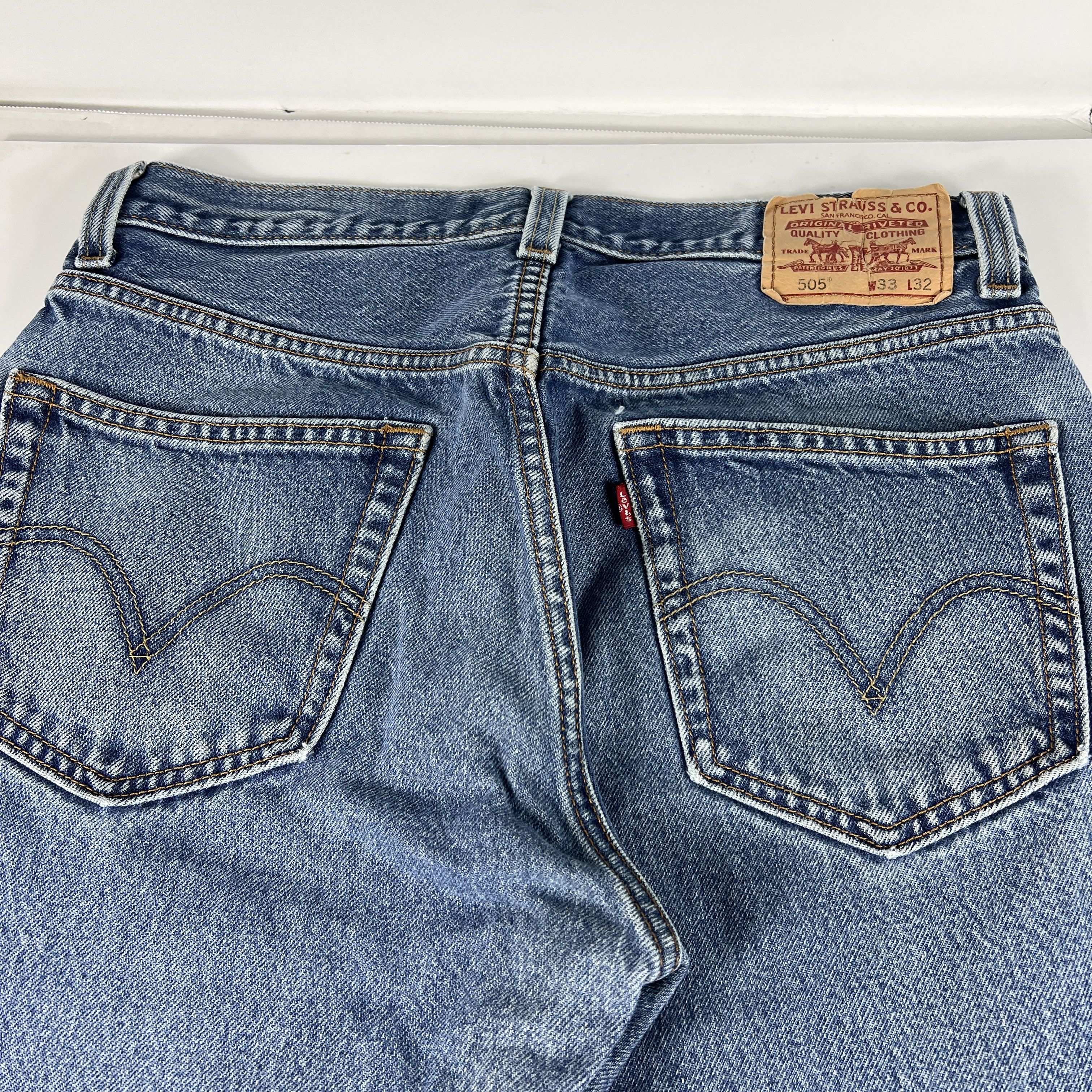 Levi's × Vintage Y2K Levi's Jean 505 Straight Blue Faded Grunge Cotton Denim Size US 33 - 15 Thumbnail