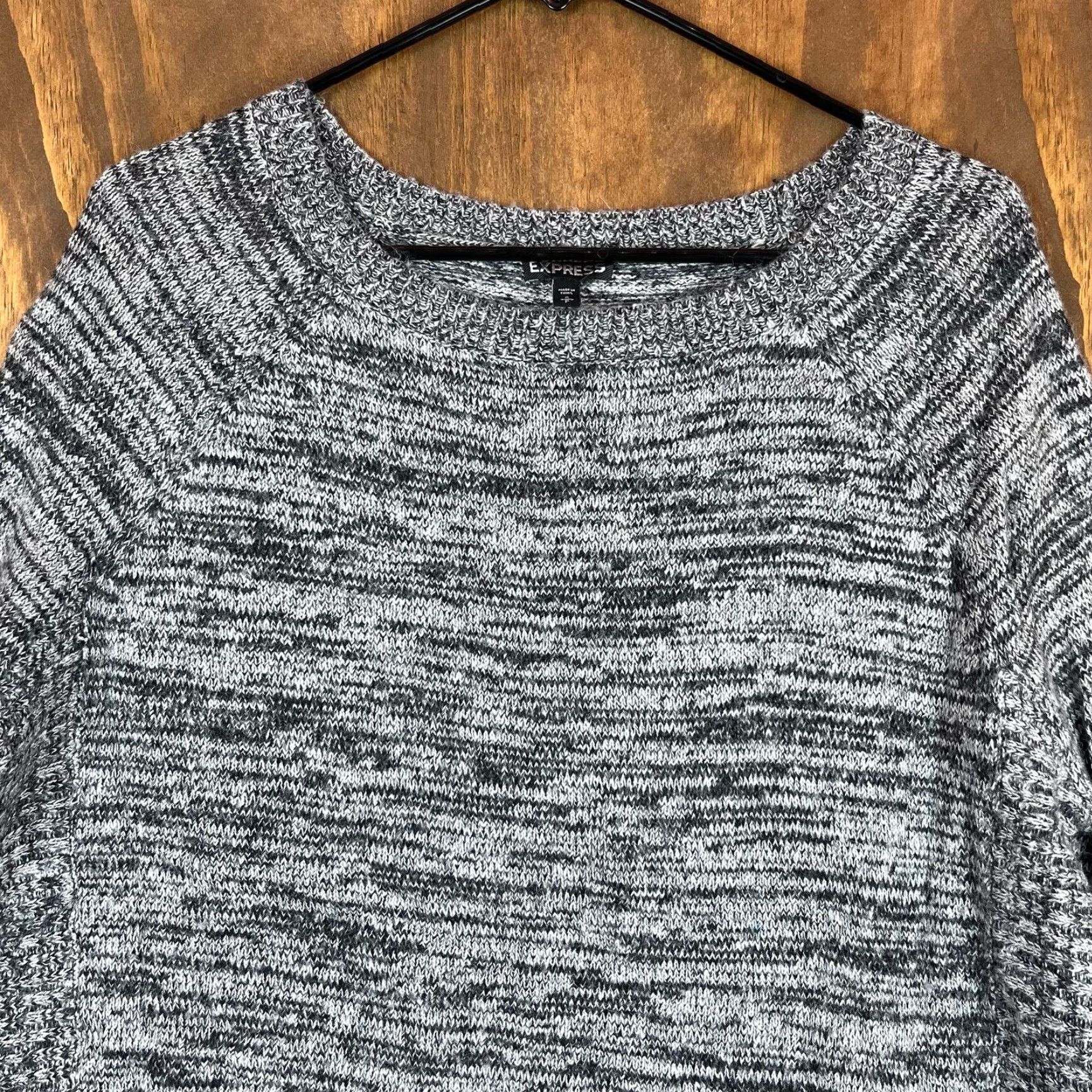 Express Express Womens Sweater Gray Boat Neck 3/4 Sleeve Knit Wool Mohair Blend Tunic S Size S / US 4 / IT 40 - 2 Thumbnail