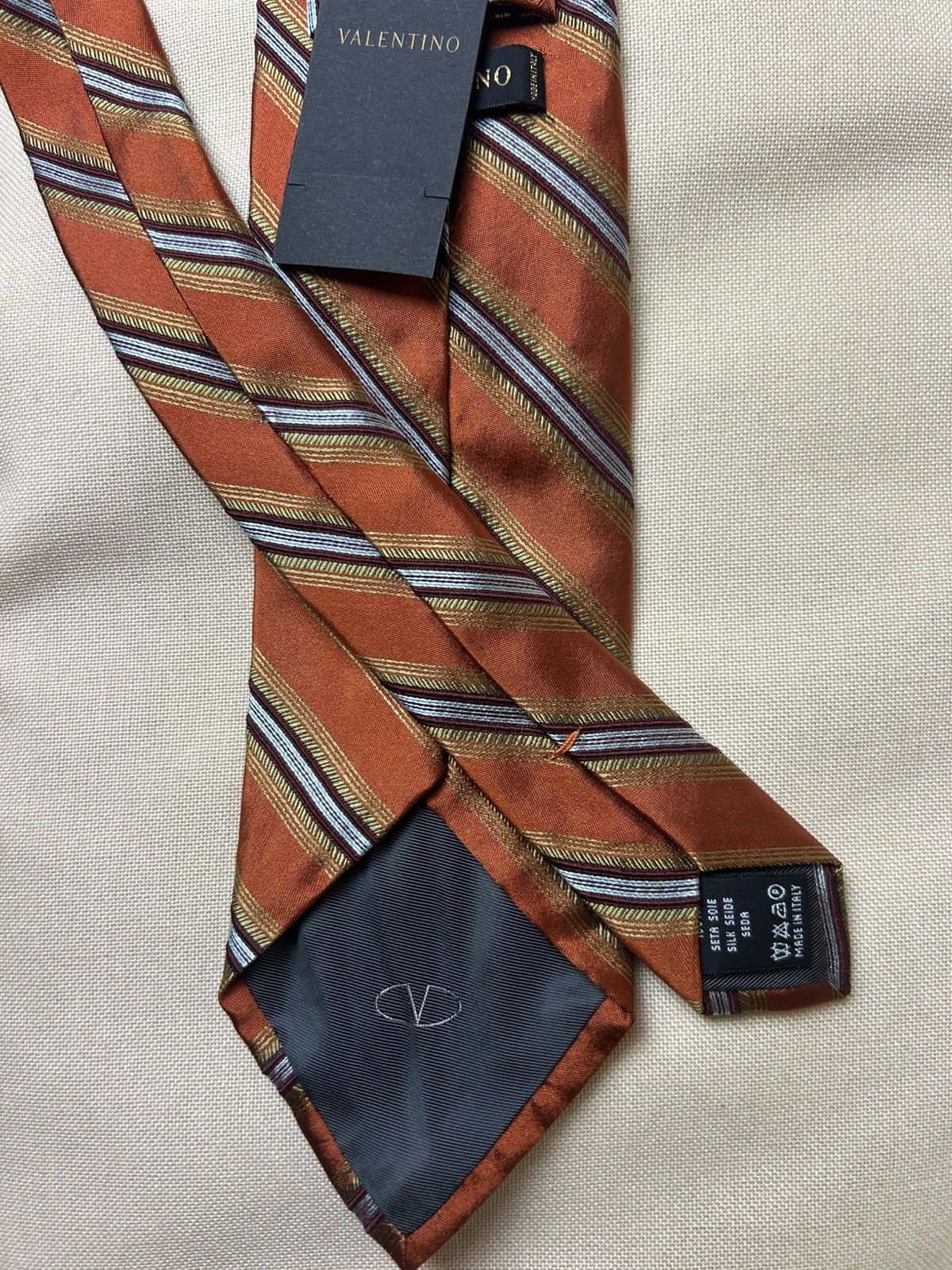 Valentino Valentino orange striped Silk Mens Tie Size ONE SIZE - 3 Thumbnail