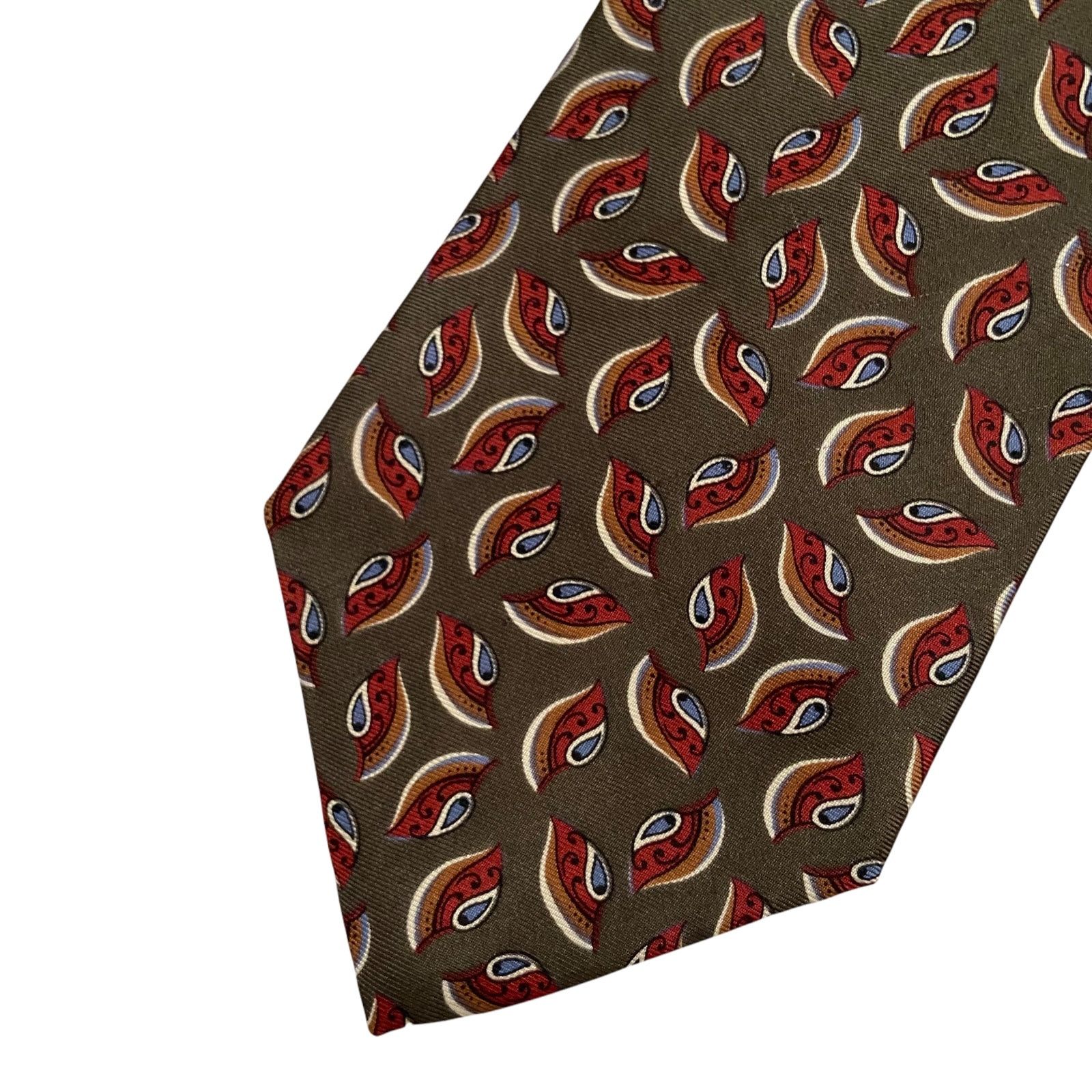 Dior Christian Dior Monsieur Tie Olive Green Paisley Silk Italy Size ONE SIZE - 1 Thumbnail