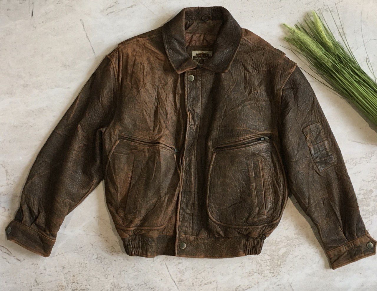 Harley Davidson Vintage 90s Harley-Davidson Heavy Leather Jacket Size US M / EU 48-50 / 2 - 3 Thumbnail
