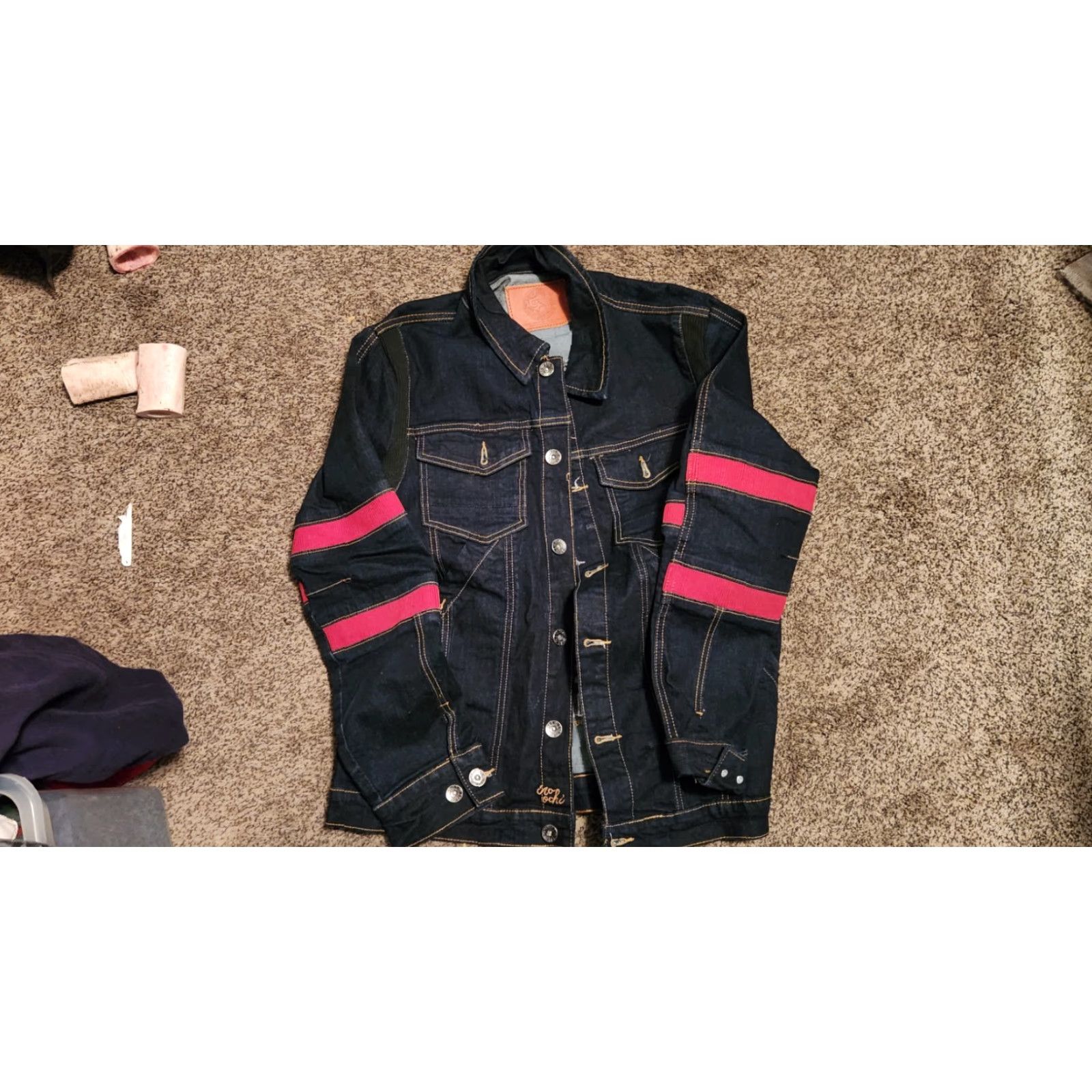 Vintage VINTAGE Iro-ochi Jacket Jeans Mens L Red White Blue Biker Sports 90s Grand Touring Champs 36 30 Size US 33 - 2 Thumbnail
