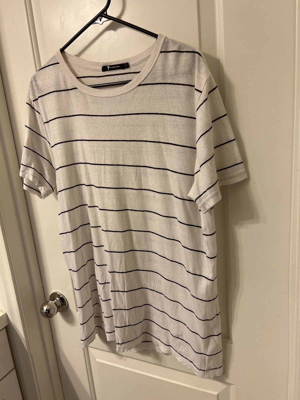 Alexander Wang × T by Alexander Wang T by Alexander Wang sz Small linen stripe crewneck Tee Size US S / EU 44-46 / 1 - 2 Thumbnail