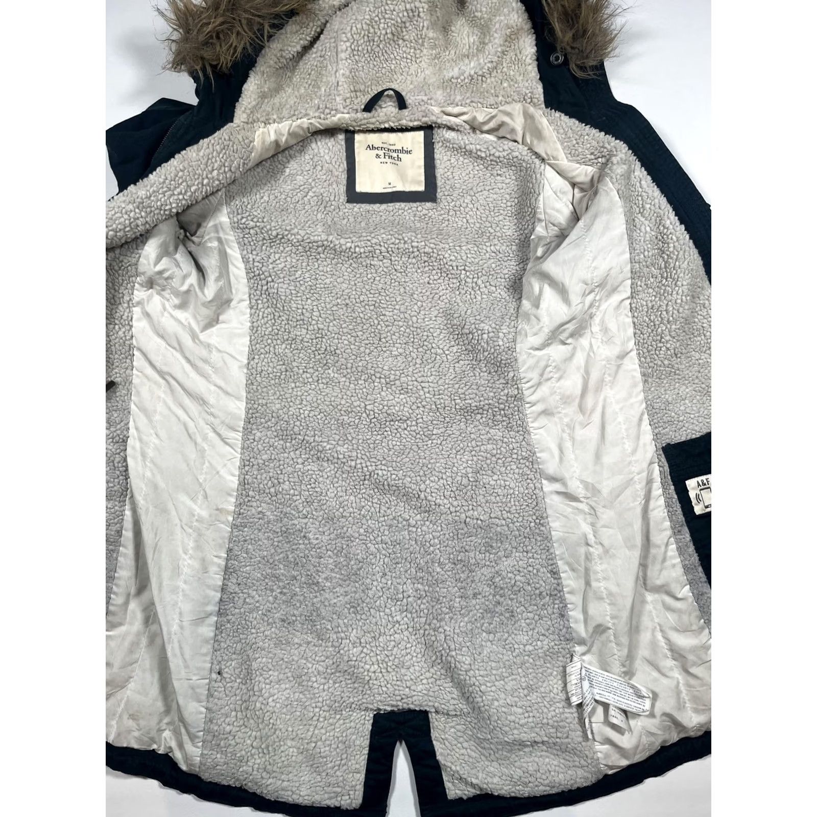 Abercrombie & Fitch Abercrombie & Fitch Coat Womens Medium Blue Parka Fishtail Fur Hooded Lined Y2K Size M / US 6-8 / IT 42-44 - 4 Thumbnail