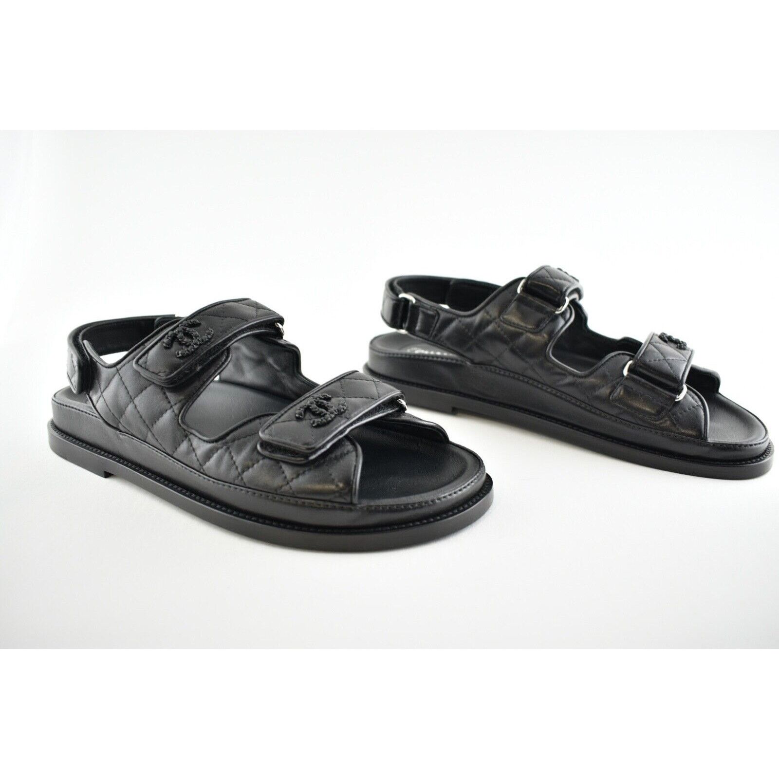 Chanel Chanel Black Leather Quilted Chain CC Logo Mule Slide Strap Size US 7 / IT 37 - 6 Thumbnail