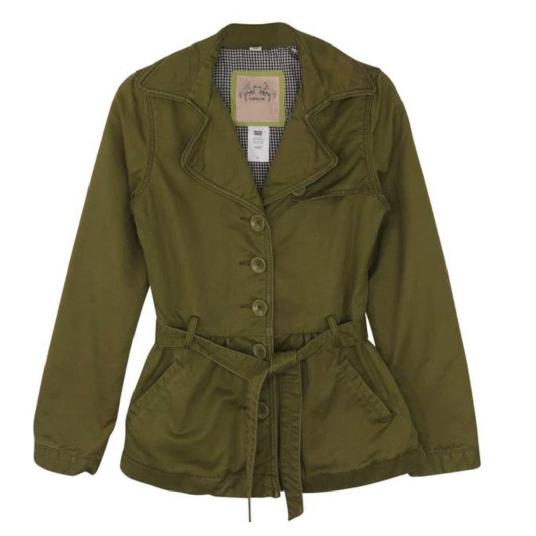 Levi's Levis Olive Green Jacket Trench Coat Utility Jacket Small Size S / US 4 / IT 40 - 1 Thumbnail