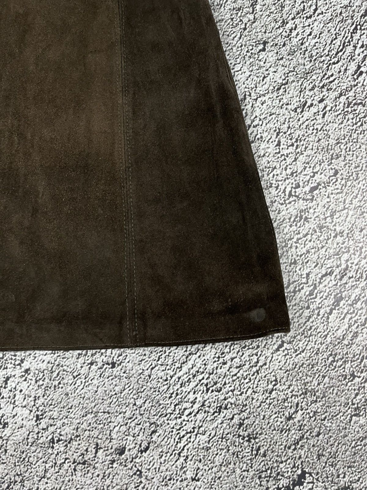 Vintage Vintage 70s Leather Brown Suede Skirt Retro AvantGarde Size 25" / US 0 / IT 36 - 6 Thumbnail