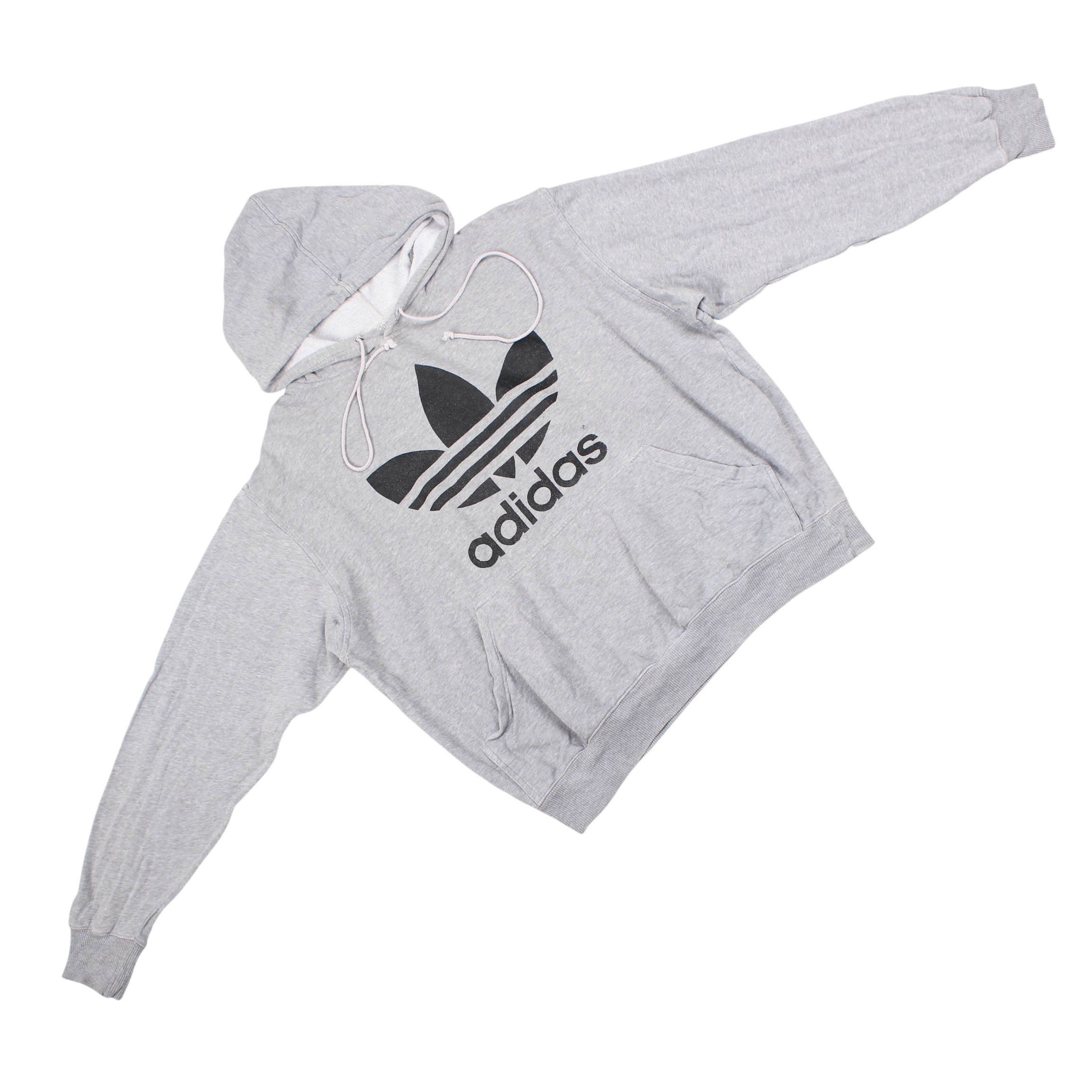 Adidas Vintage Adidas Hoodie Big Trefoil Logo Grey 90s Size US M / EU 48-50 / 2 - 2 Thumbnail