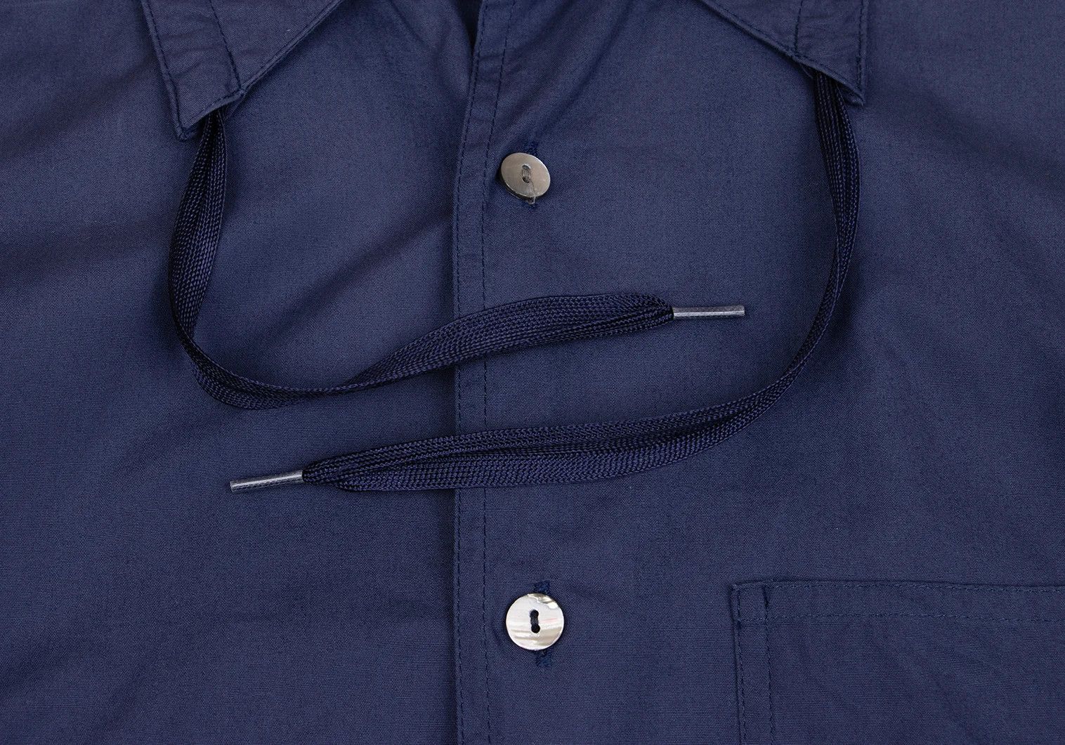 Jean Paul Gaultier Cotton Drawstring Collar Shirt in Navy, Size 46 Size US S / EU 44-46 / 1 - 5 Thumbnail