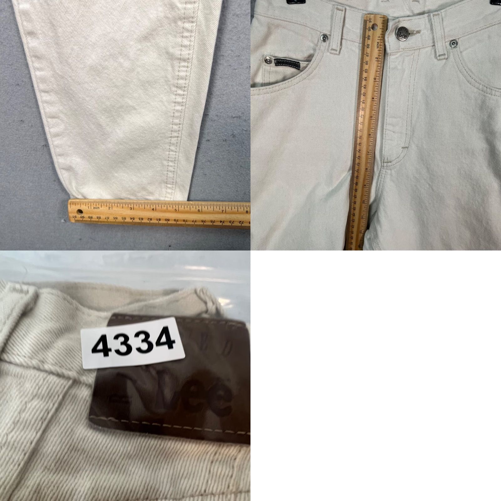 Lee Lee Womens Jeans 24 White Denim Straight 5-Pocket High Rise Vintage No (Adults) Size 42" / US 20 - 8 Thumbnail