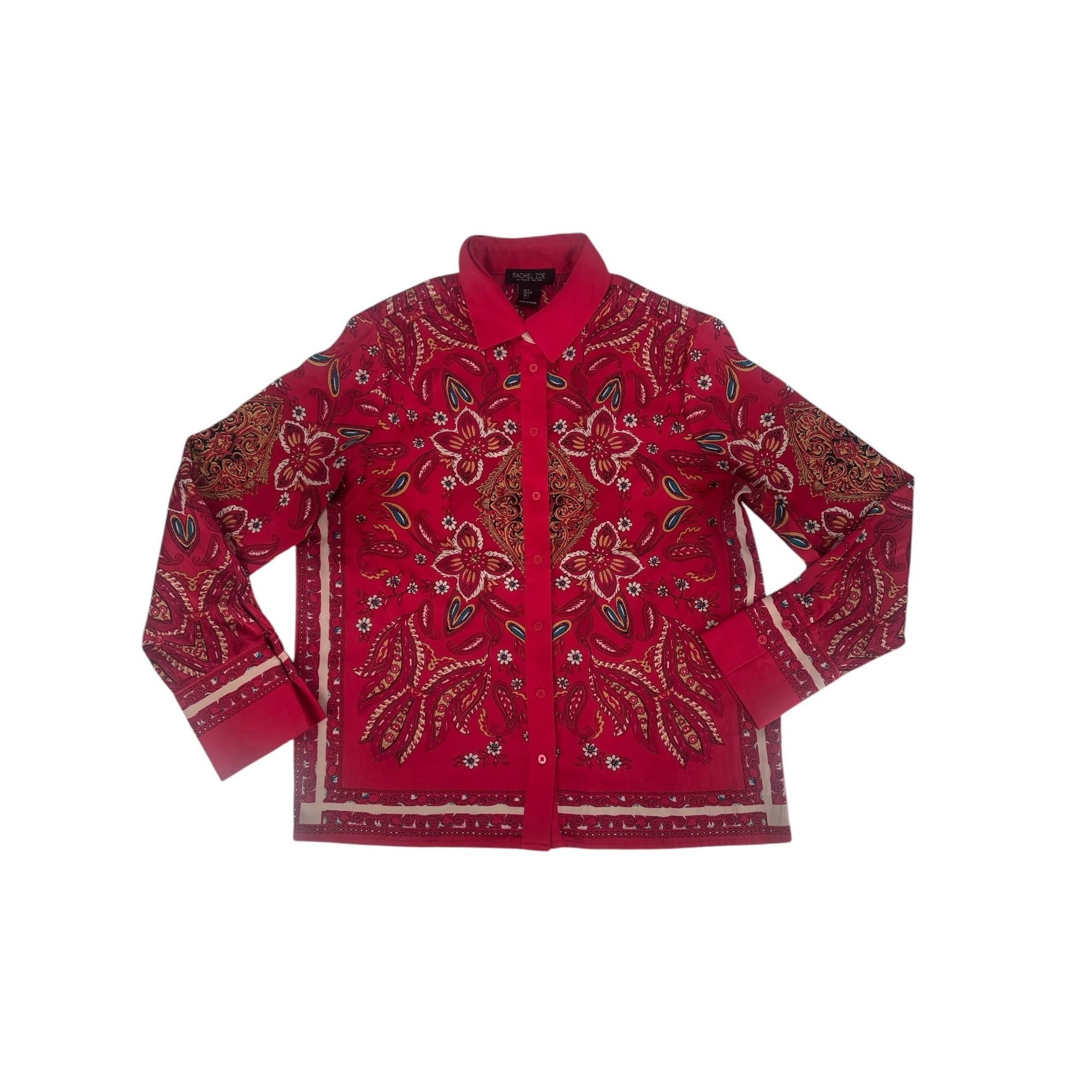 Rachel Zoe Rachel Zoe Women's Paisley Floral Blouse Small Pink Fuchsia Size S / US 4 / IT 40 - 3 Thumbnail