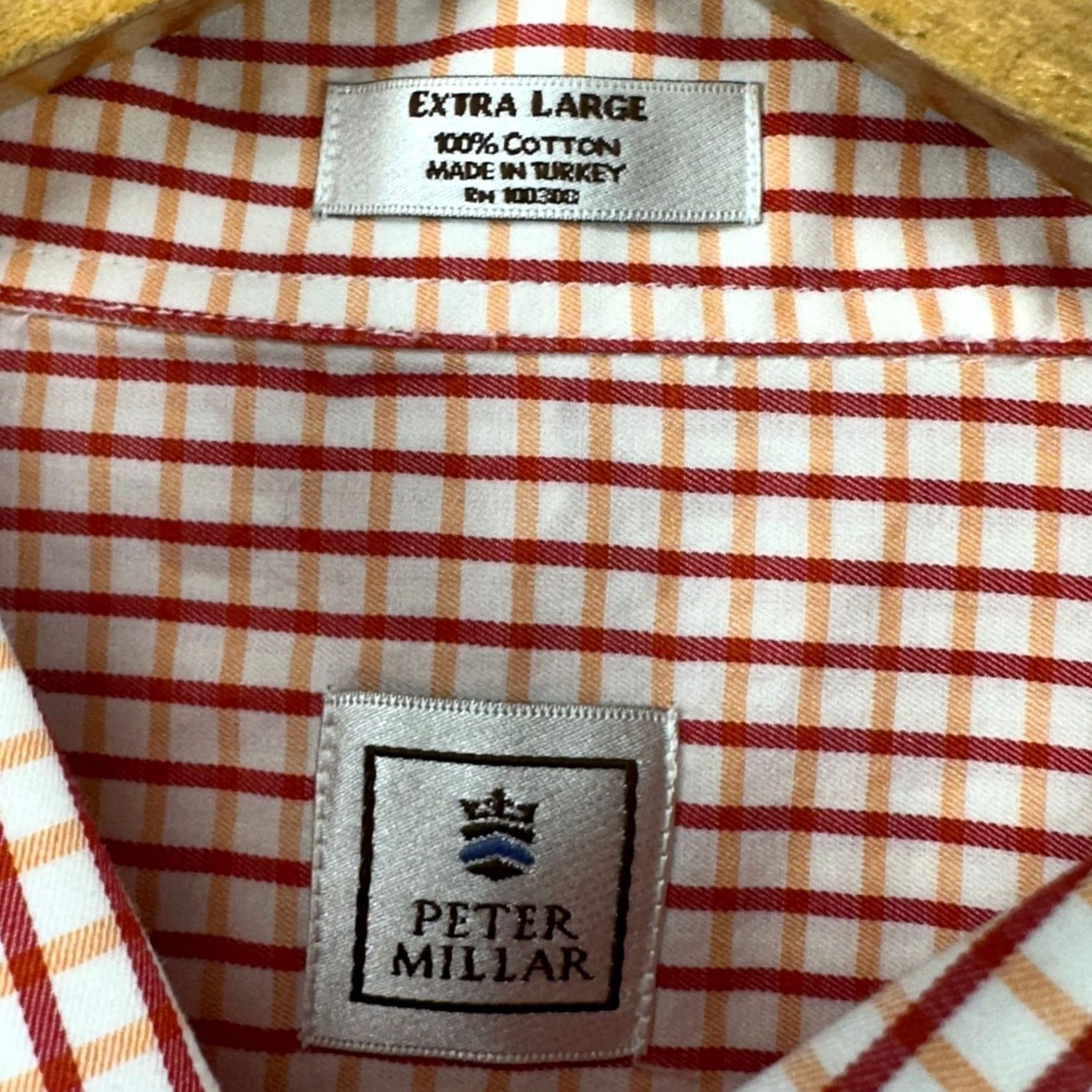 Peter Millar Peter Millar Shirt Adult Mens Button Down XL Orange Red Shepherd Check Pocket Size US XL / EU 56 / 4 - 5 Thumbnail