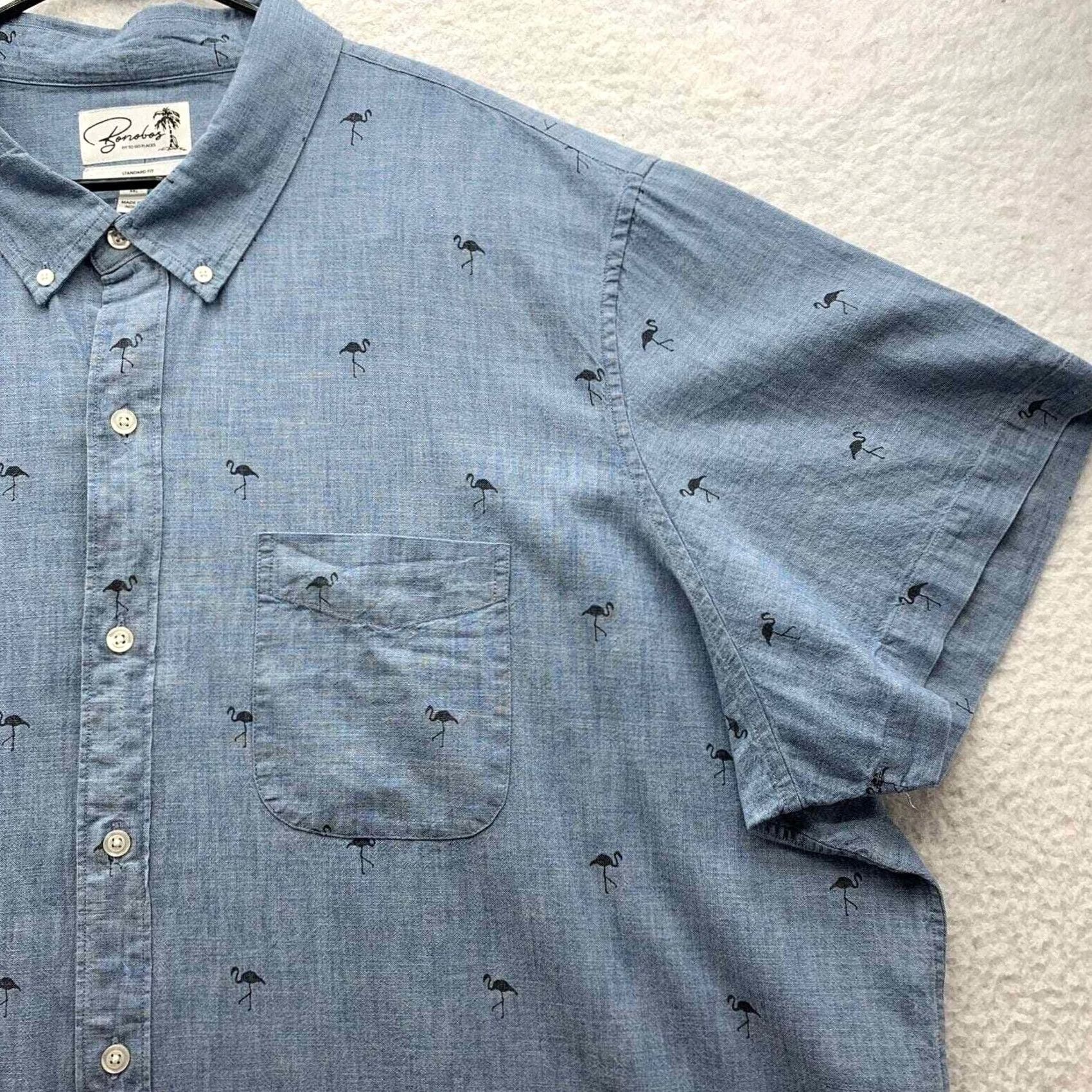 Bonobos Bonobos Shirt Mens 4XL Blue Button Flamingo Print Casual Comfort Preppy Size US XXL / EU 58 / 5 - 2 Thumbnail