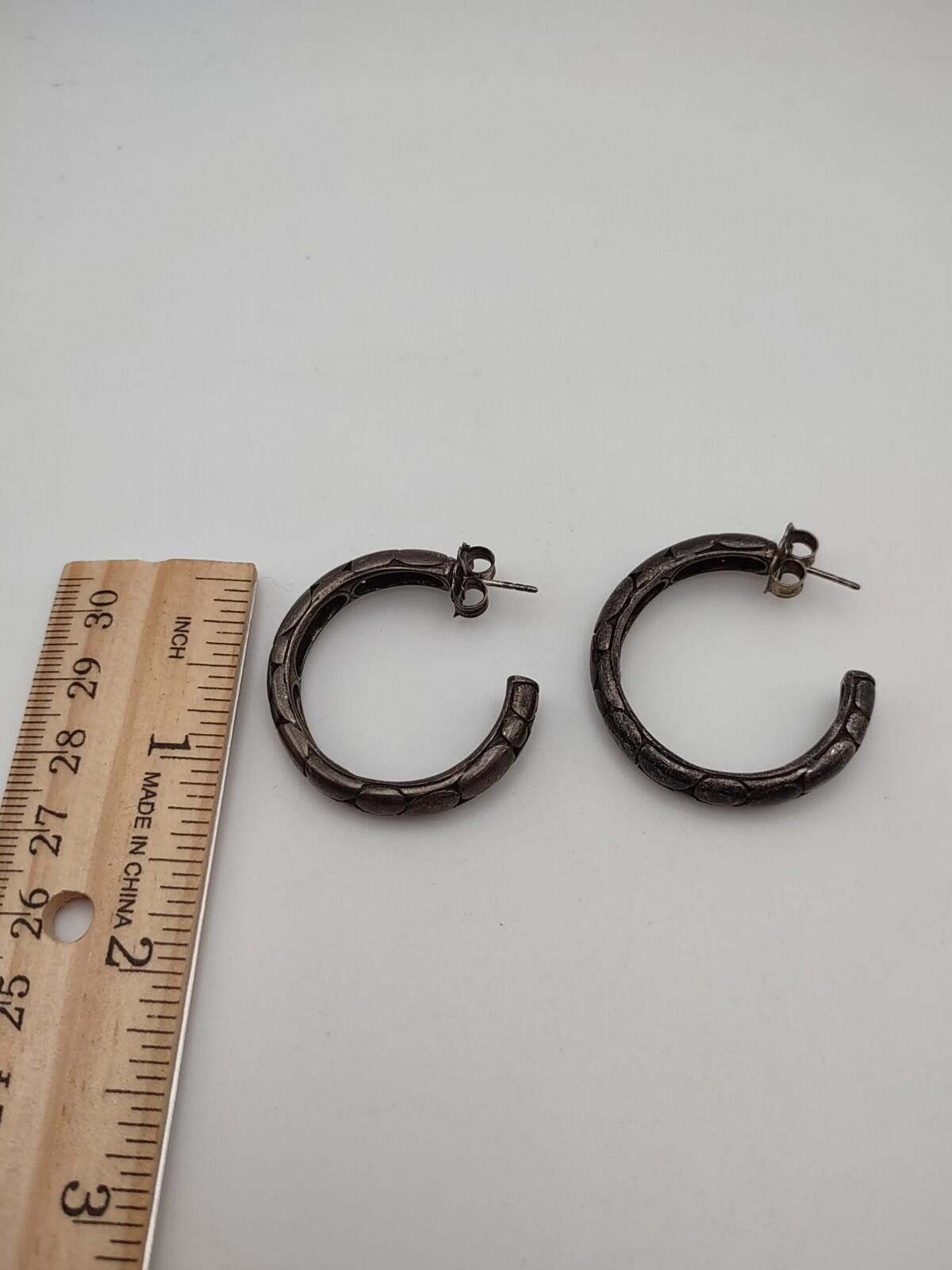 The Unbranded Brand Sterling Silver Chunky Hoop Earrings Vintage Size ONE SIZE - 3 Thumbnail