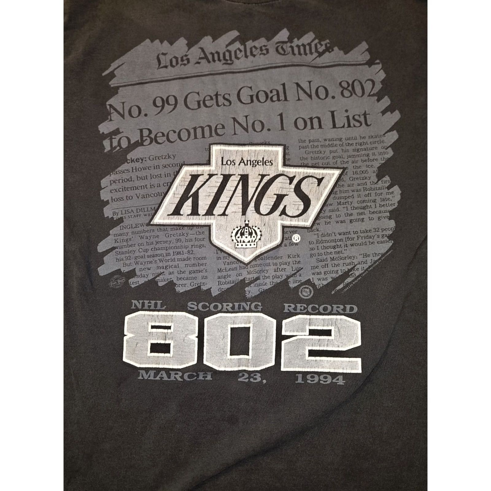 Vintage VINTAGE Front Pages T-Shirt Men M Black Short Sleeve Graphic Print 90s L.A. Kings Shirt Mens Size US M / EU 48-50 / 2 - 5 Thumbnail